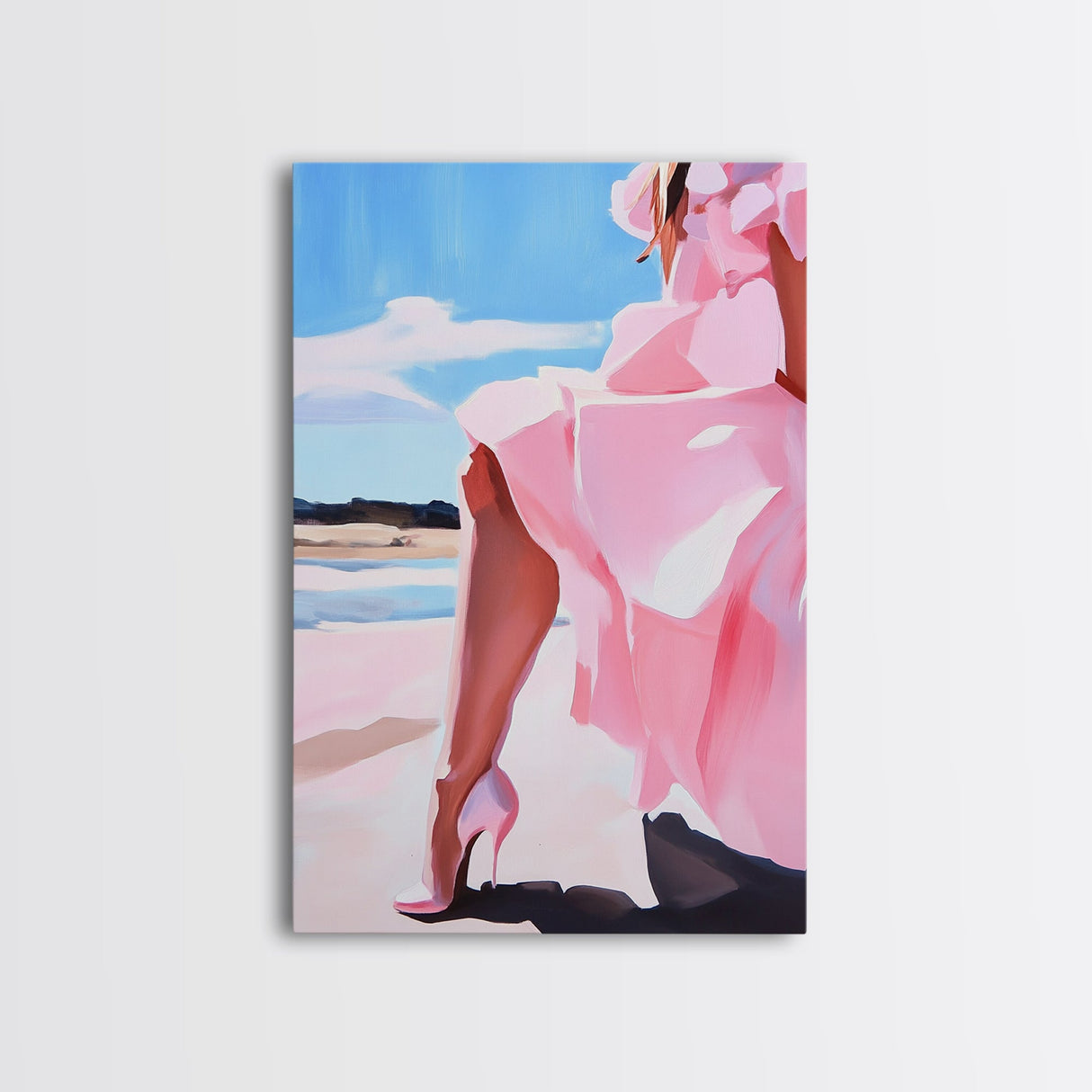Elegant Dress, Fashion Wall Art, Feminine Aesthetic, Chic Decor, Stylish Woman, Soft Pastels, Modern Minimalist, Canvas Print