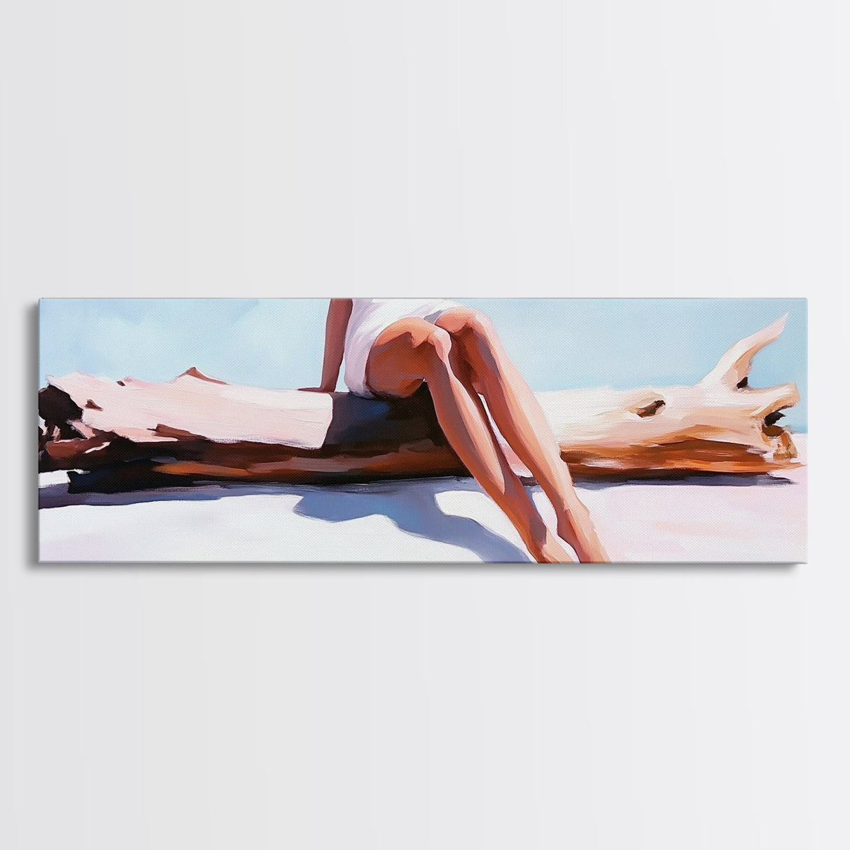 Driftwood Escape, Coastal Living Art, Minimalist Beach Scene, Summer Tones, Framed Canvas Print, Relaxing Home Decor, Ocean Inspired