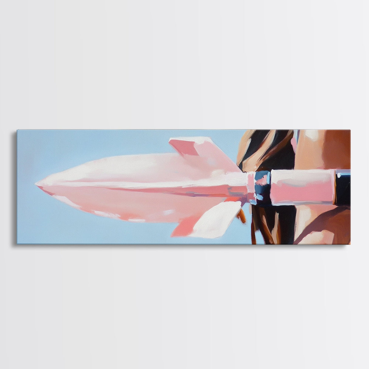 Pink Rocket, Retro Futurism, Pop Art Aesthetic, Mid-Century Modern Wall Art, Playful Home Design, Bold Statement Art, Canvas Print