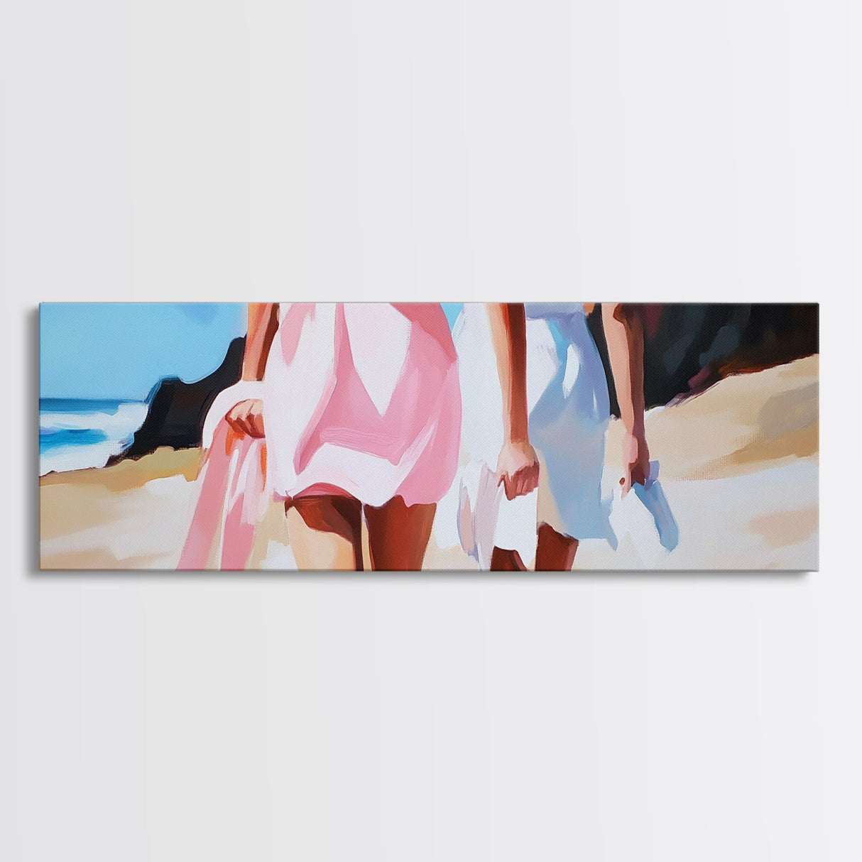 Women, Beach, Friendship, Canvas Print, Feminine Wall Art, Coastal Aesthetic, Summer Decor, Minimalist Art, Bedroom or Living Room Decor