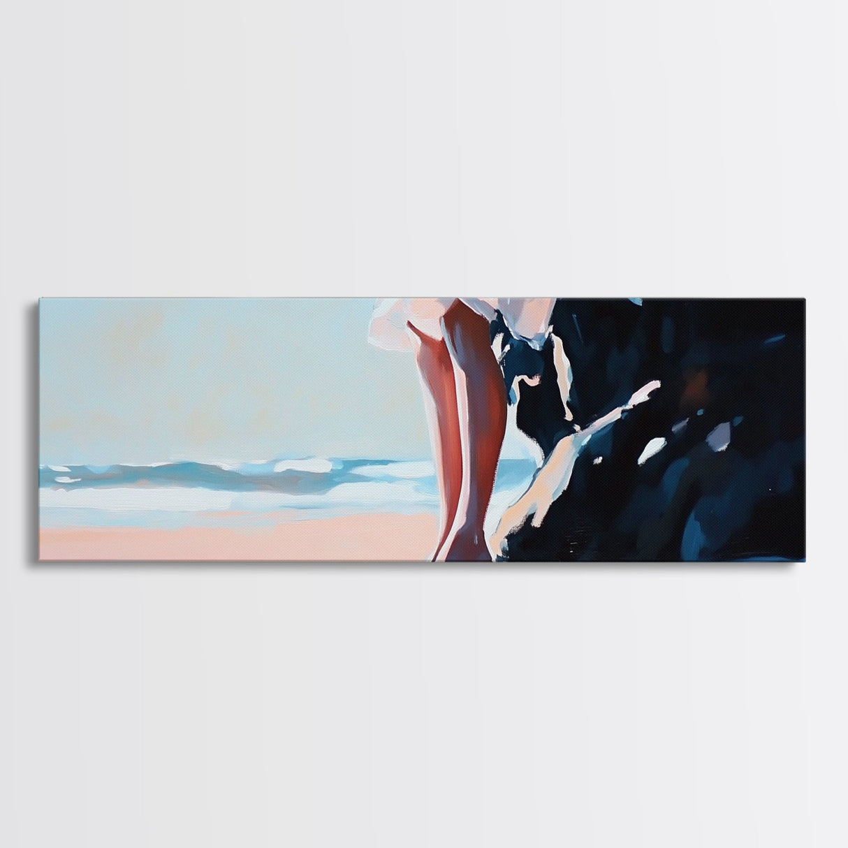 Sunset Beach, Peaceful Retreat, Ocean Serenity, Coastal Canvas Print, Living Room Wall Art, Soft Pastel Decor, Minimalist Wall Art