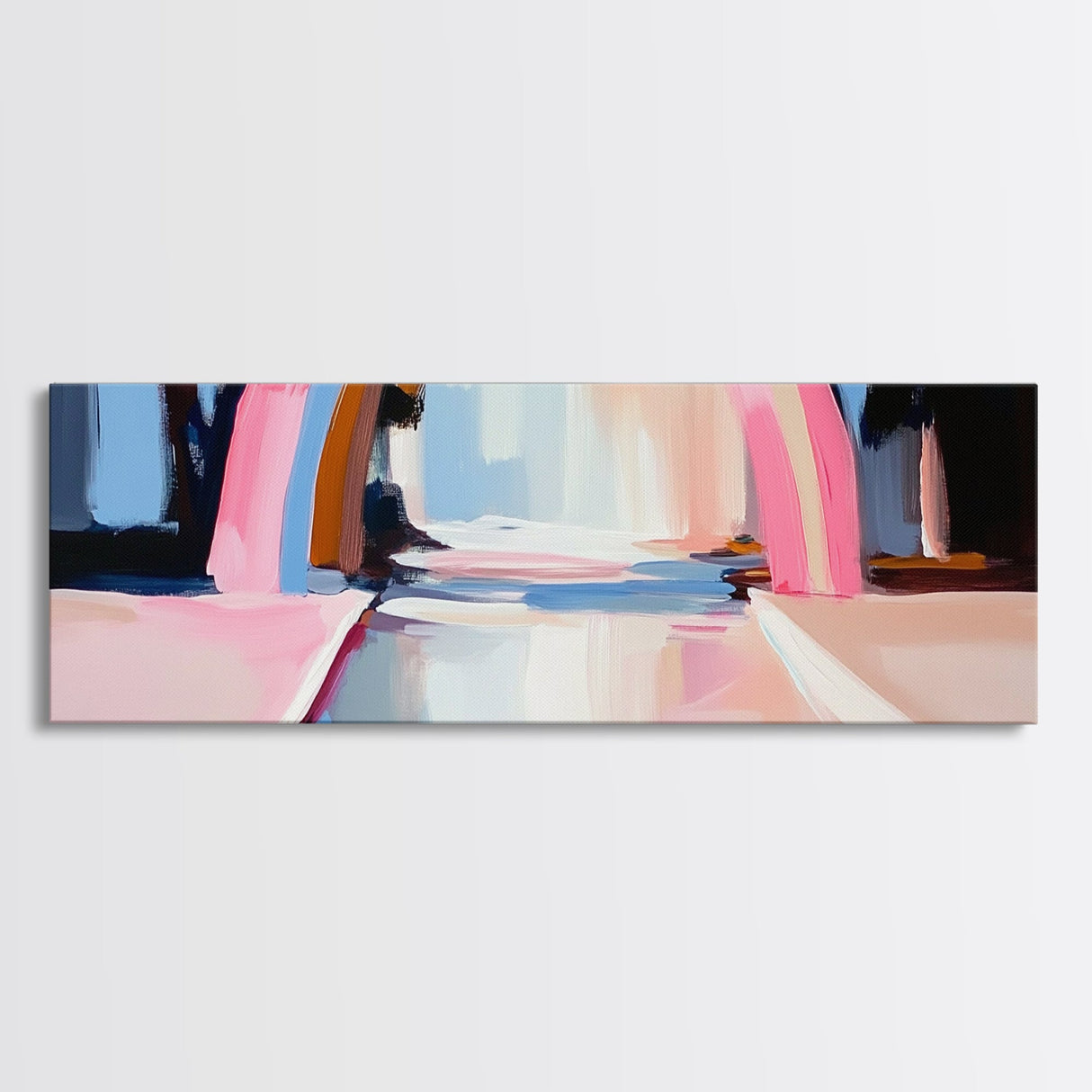 Abstract Rainbow Arch, Modern Colorful Art, Vibrant Wall Decor, Playful Aesthetic, Statement Piece, Kids Room Art, Framed Canvas Print
