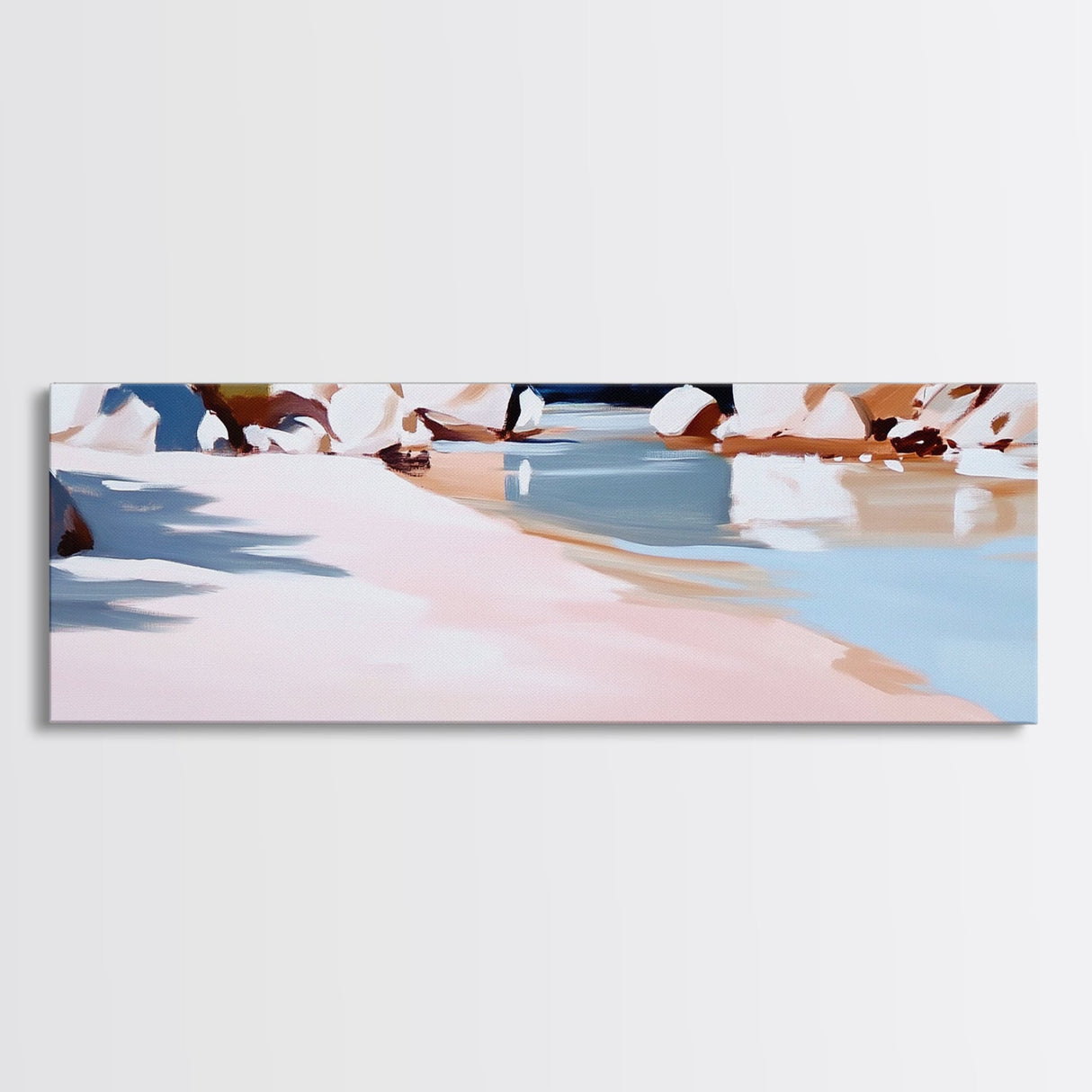 Riverbank Scene, Tranquil Water, Nature Landscape, Minimalist Water Reflection, Boho Earthy Decor, Relaxing Wall Art, Canvas Print