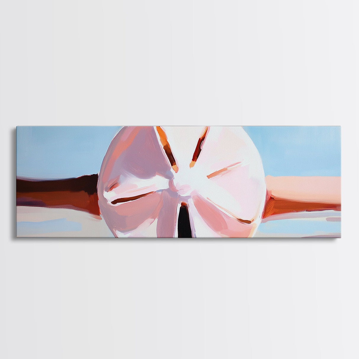 Sand Dollar Art, Coastal Wall Decor, Beach House Art, Nautical Print, Minimalist Ocean Painting, Pastel Seascape, Framed Canvas Print