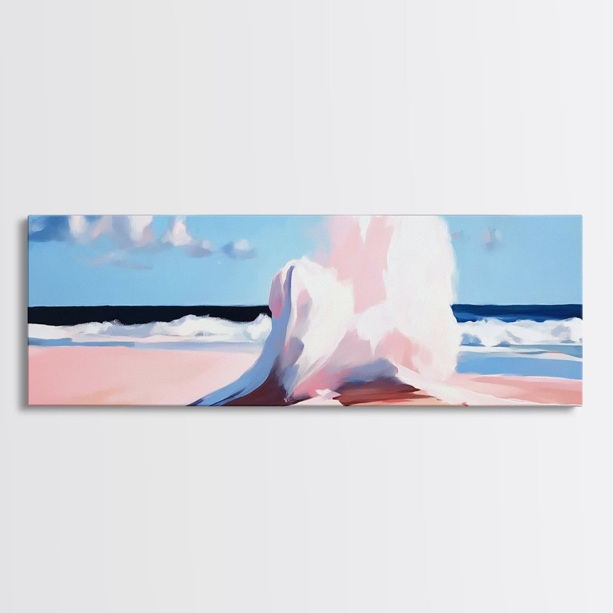 Crashing Waves, Ocean Seascape, Coastal Painting, Pastel Beach Decor, Minimalist Art, Nautical Wall Print, Living Room Art, Canvas Print