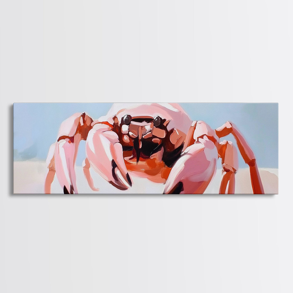 Pink Crab, Coastal Art, Beach House Decor, Nautical Wall Art, Ocean Theme, Framed Canvas Print, Living Room Wall Art, Modern Beach Art