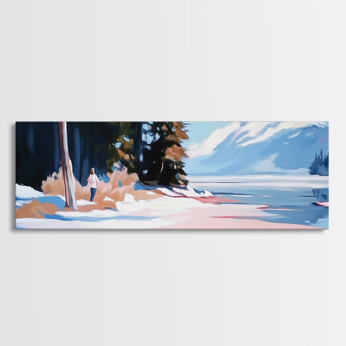 Forest Walk, Snowy Trail, Nature Scene, Canvas Print, Minimalist Landscape, Mountain Adventure, Winter Wall Art, Living Room Decor
