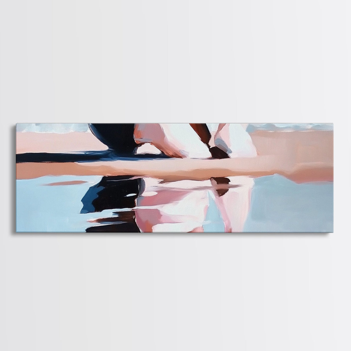 Sunset Reflection, Beach Art, Ocean Painting, Framed Canvas Print, Coastal Wall Art, Living Room Decor, Modern Minimalist Home Style
