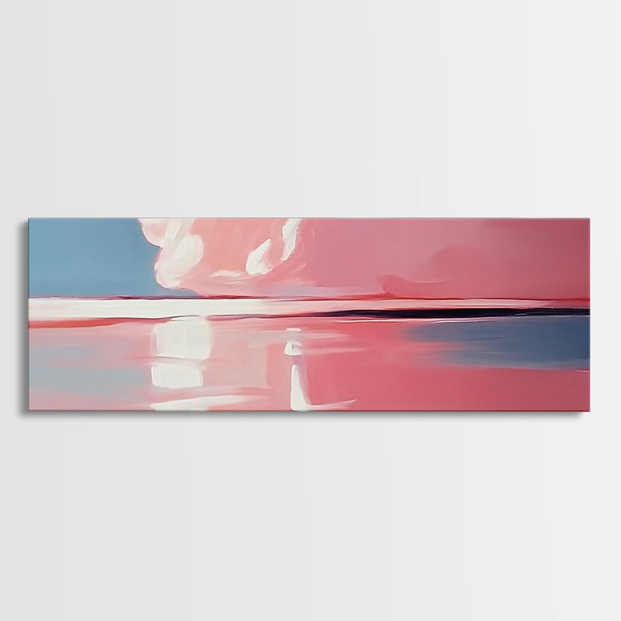 Pink Sunset, Tranquil Beach, Evening Serenity, Canvas Print, Coastal Wall Art, Bedroom Decor, Soft Aesthetic, Modern Home Design