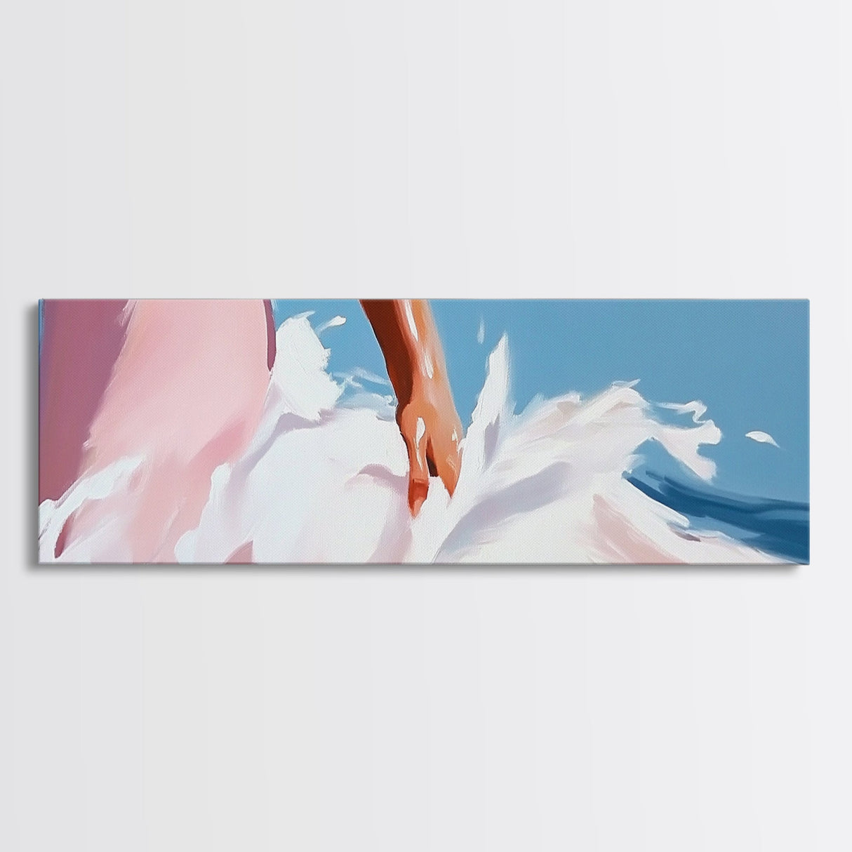 Surfer Wave Art, Coastal Water Print, Abstract Beach Painting, Modern Ocean Aesthetic, Large Canvas Print, Living Room Wall Decor