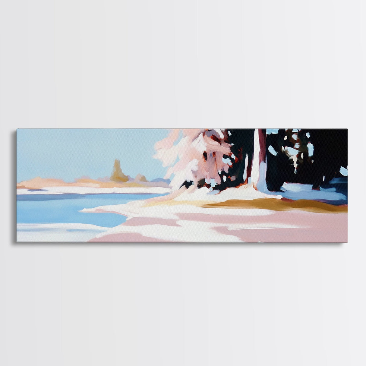 Winter Landscape, Snowy Trees, Nature Art, Framed Canvas Print, Cozy Wall Decor, Scandinavian Painting, Winter Scene, Bedroom Artwork