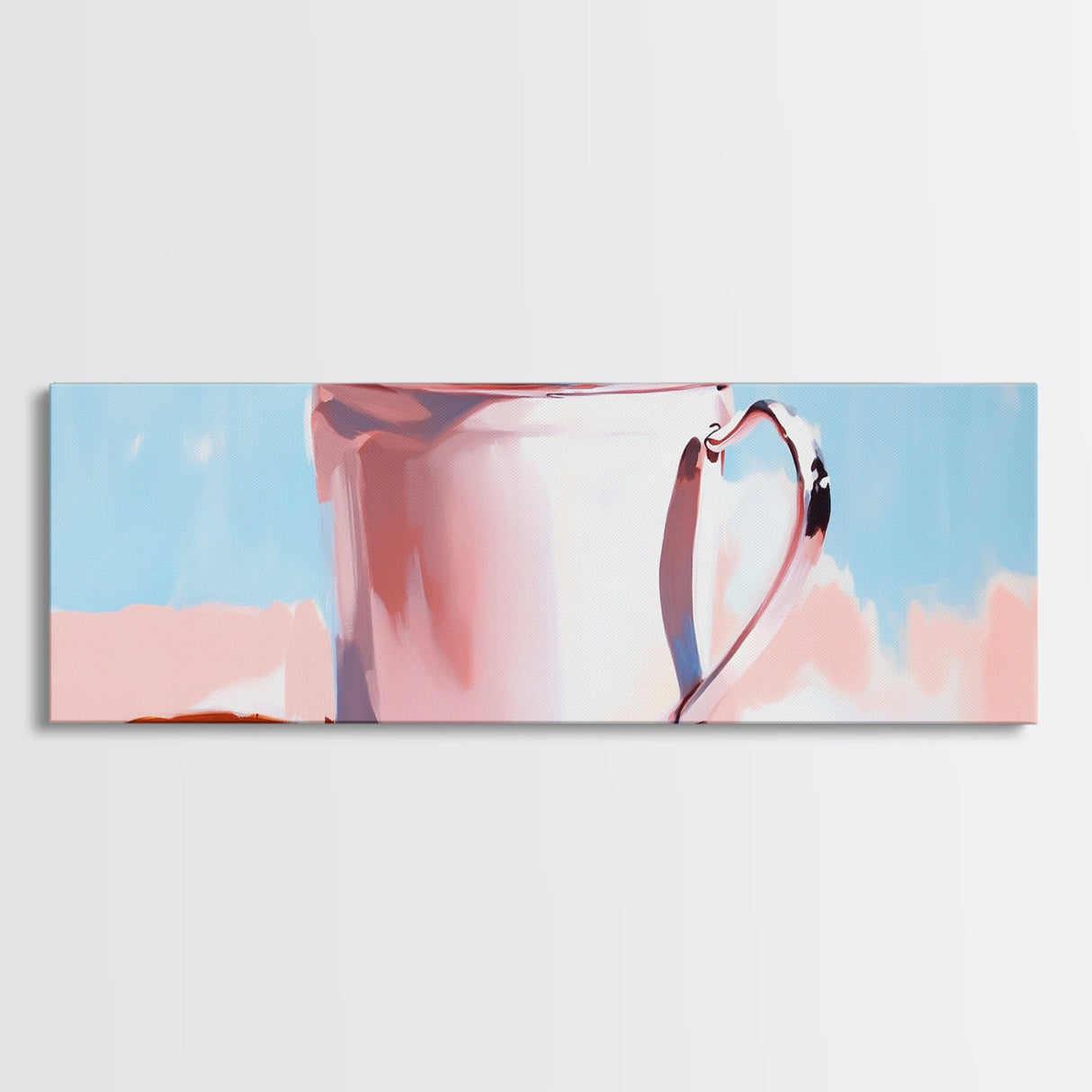 Enamel Mug Painting, Rustic Kitchen Art, Pastel Coffee Print, Still Life, Large Canvas Print, Modern Home Decor, Cozy Wall Art