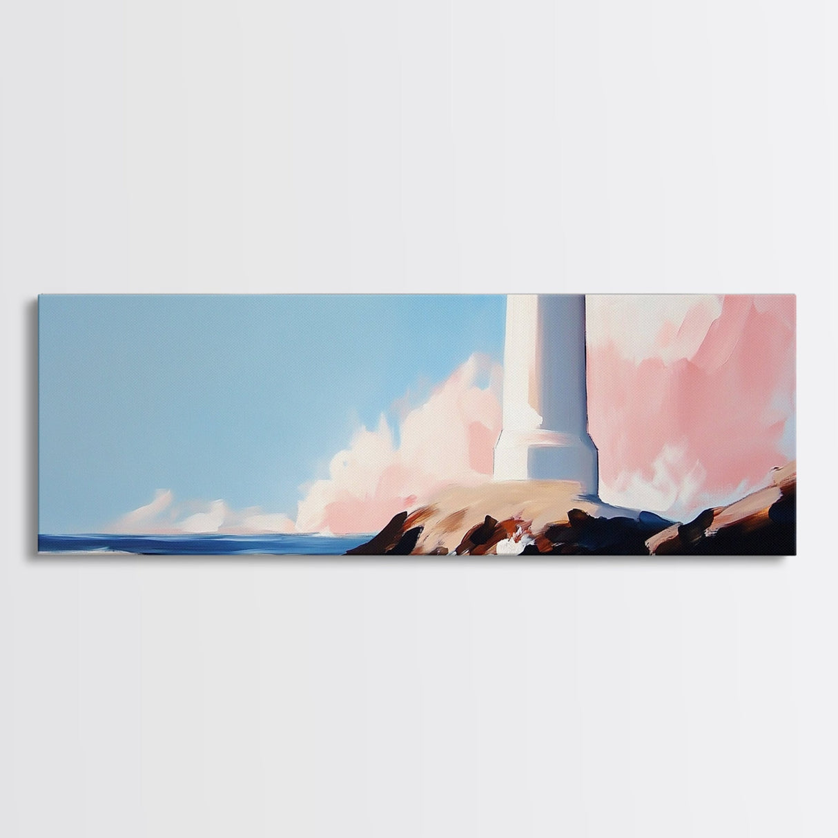 Lighthouse, Coastal Wall Art, Nautical Decor, Ocean View, Framed Canvas Print, Beach House Art, Minimalist Art, Bedroom Wall Art