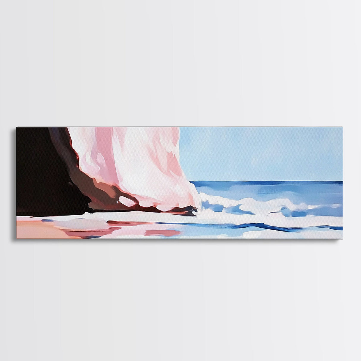 Waves, Beach Reflection, Seaside Serenity, Minimalist Decor, Framed Canvas Print, Coastal Aesthetic, Nautical Art, Living Room Wall Art
