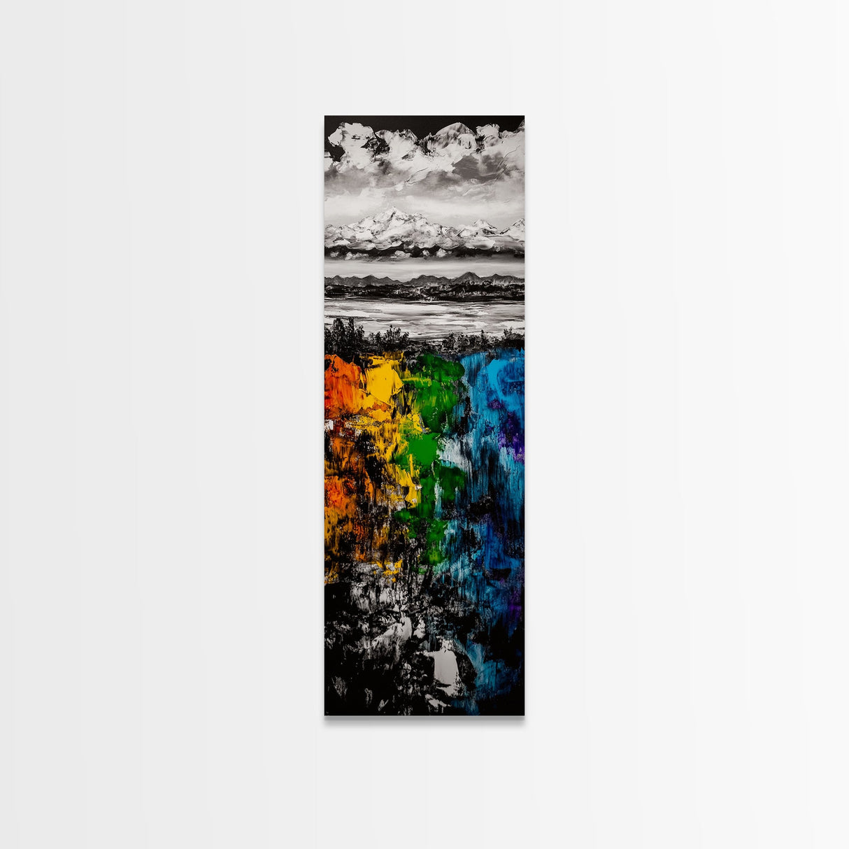 Abstract Mountain, Scenic Landscape, Autumn Colors Art, Canvas Print, Bold Nature Painting, Modern Wall Art, Office Decor