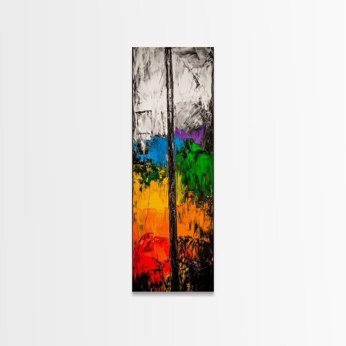 Urban Abstract, Textured Painting, Mixed Media Art, Colorful Composition, Modern Home Decor, Industrial Style, Framed Canvas Print