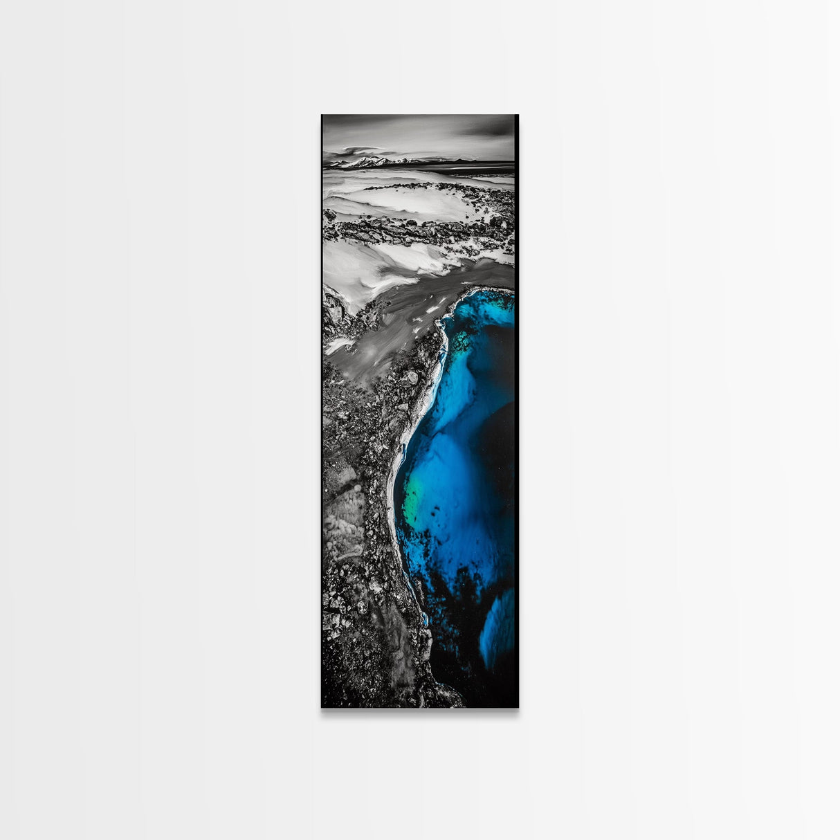 Glacier Lagoon, Arctic Blue Water, Winter Landscape, Iceberg Nature Art, Monochrome Minimalist, Bedroom Wall Art, Canvas Print