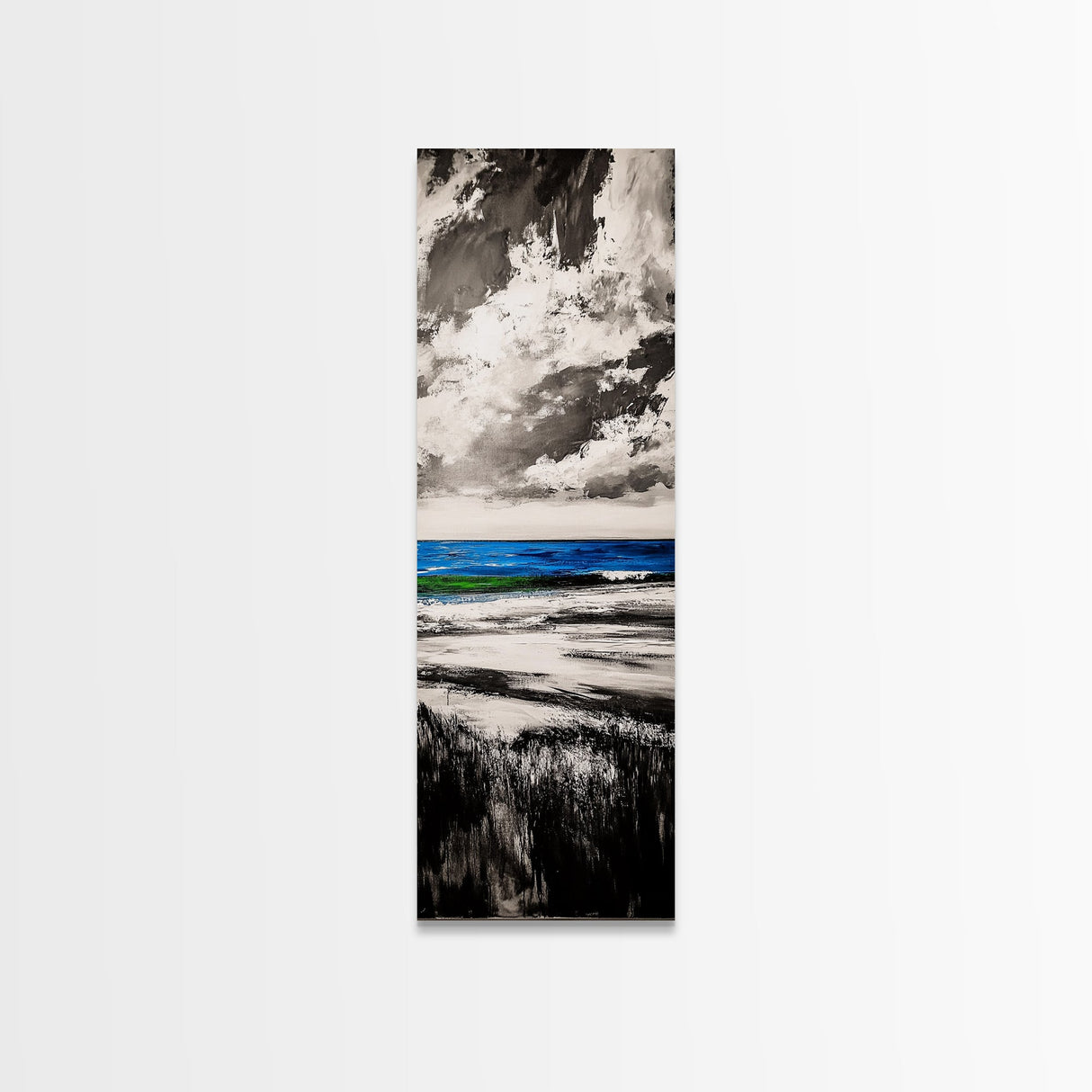 Tranquil Ocean View, Coastal Landscape Art, Blue Waters, Minimalist Beach Scene, Canvas Print, Living Room Decor, Serene Nature Art