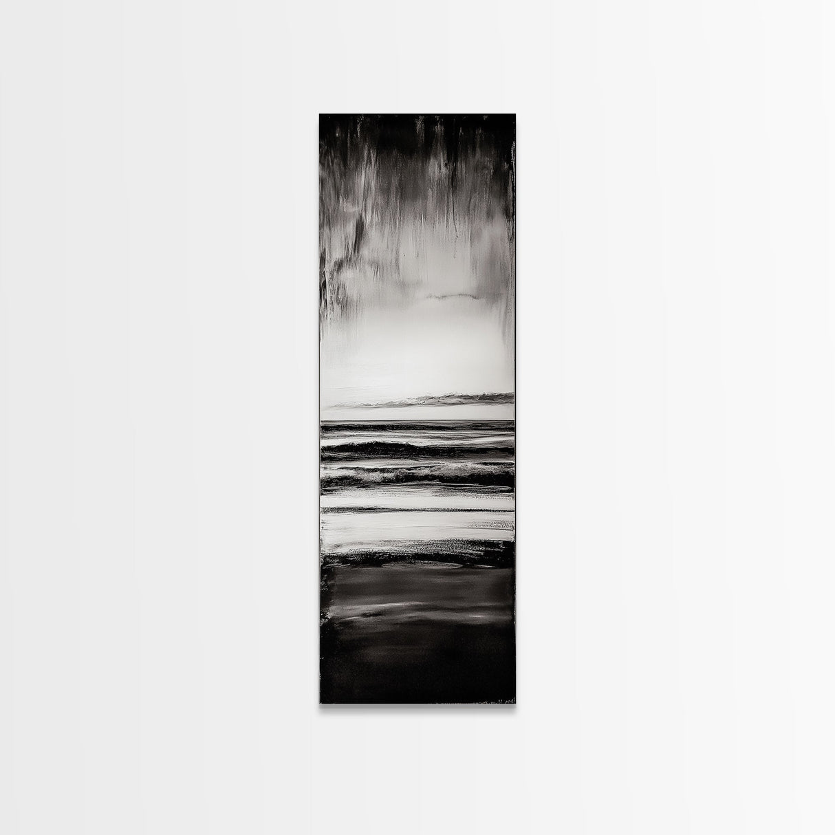 Black and White Seascape, Minimalist Ocean Horizon Art, Coastal Nautical Wall Decor, Modern Beach House Artwork, Framed Canvas Print