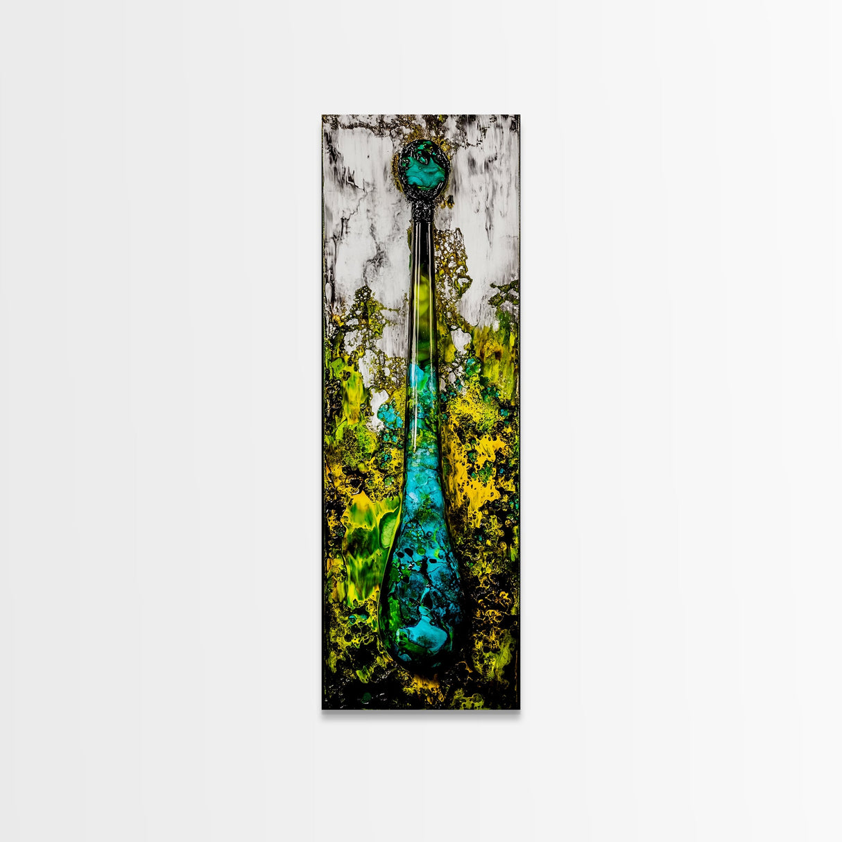 Abstract Glass Art, Fluid Painting Print, Green and Blue Modern Art, Contemporary Wall Decor, Unique Home Accent, Canvas Print