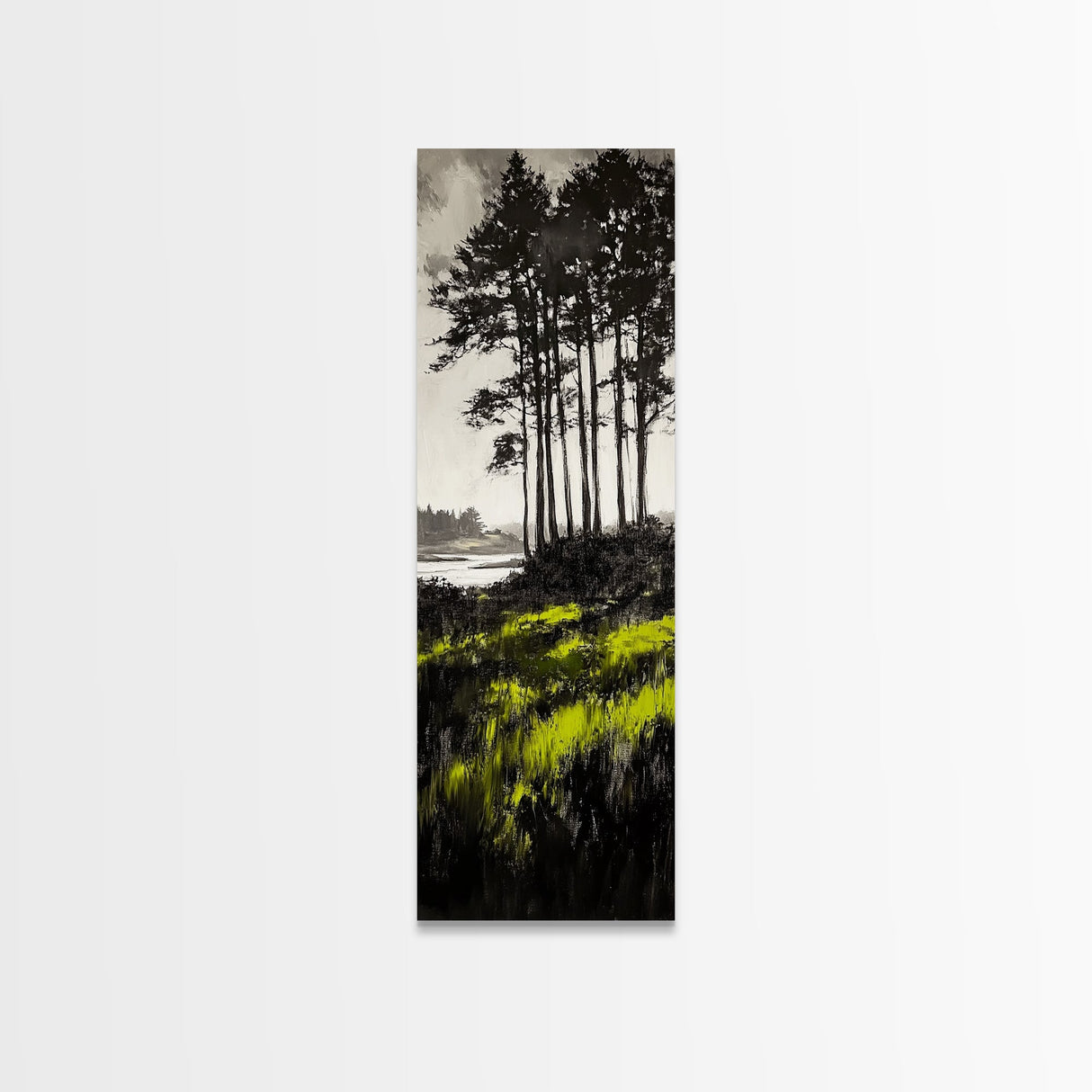Forest Reflection, Mystical Landscape, Dark Green Art, Moody Nature, Framed Canvas Print, Living Room Wall Art, Elegant Home Aesthetic