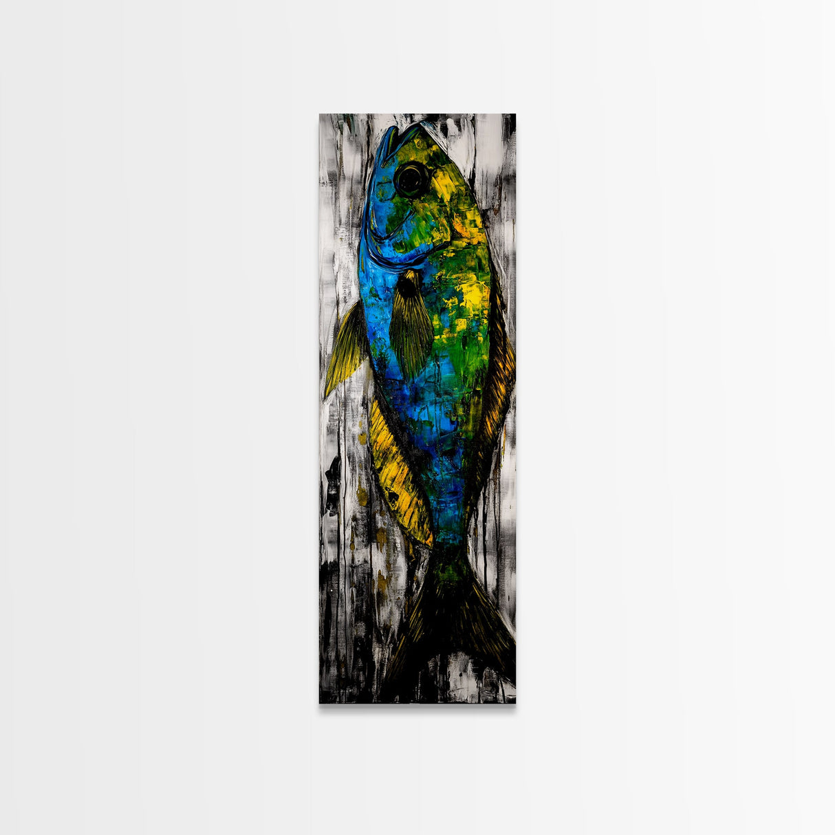 Abstract Fish Art, Coastal Wall Decor, Nautical Home Design, Ocean Themed Painting, Beach House Style, Framed Canvas Print
