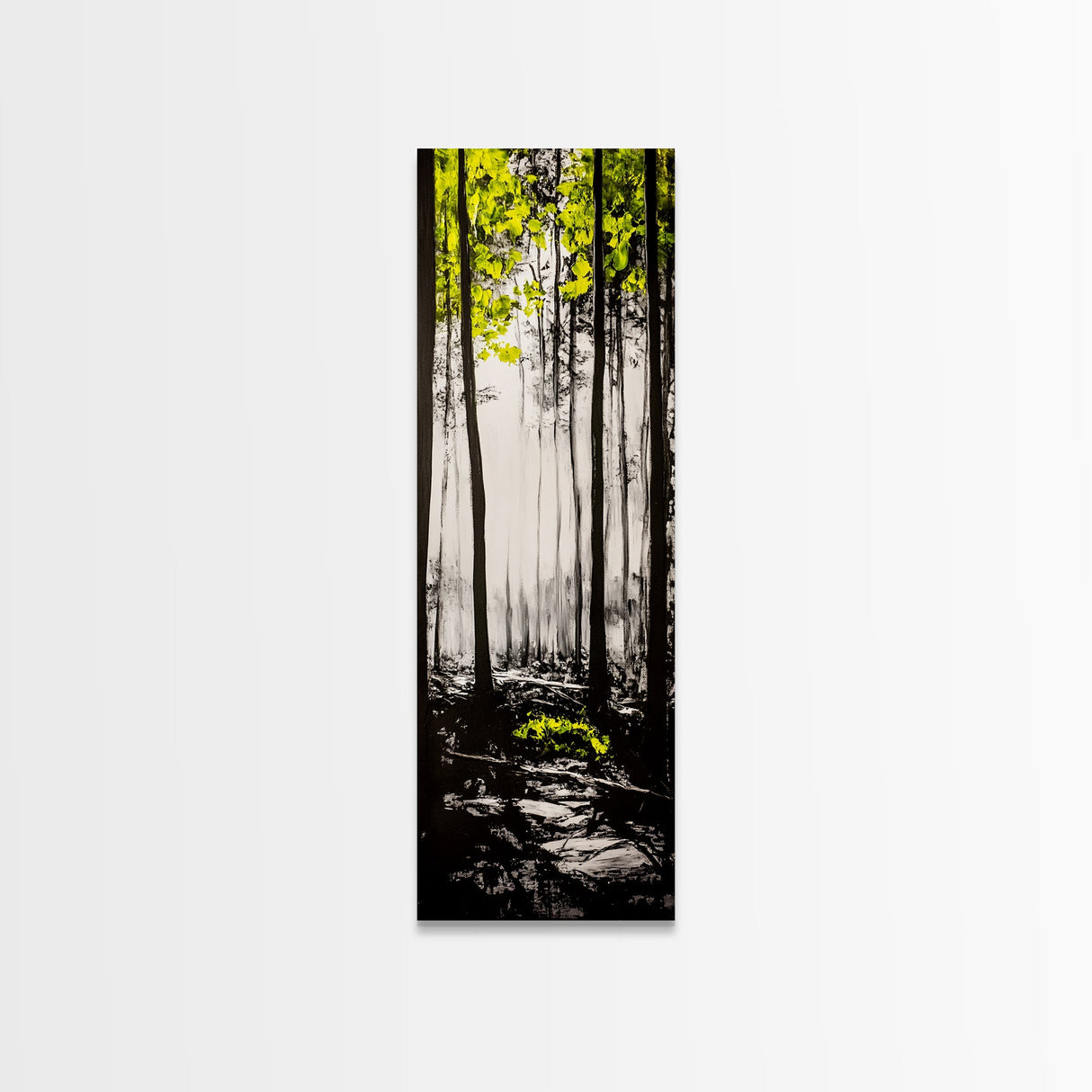 Misty Forest, Yellow Leaves, Autumn Woods, Framed Canvas Print, Nature Wall Art, Modern Home Decor, Minimalist Landscape, Fall Art