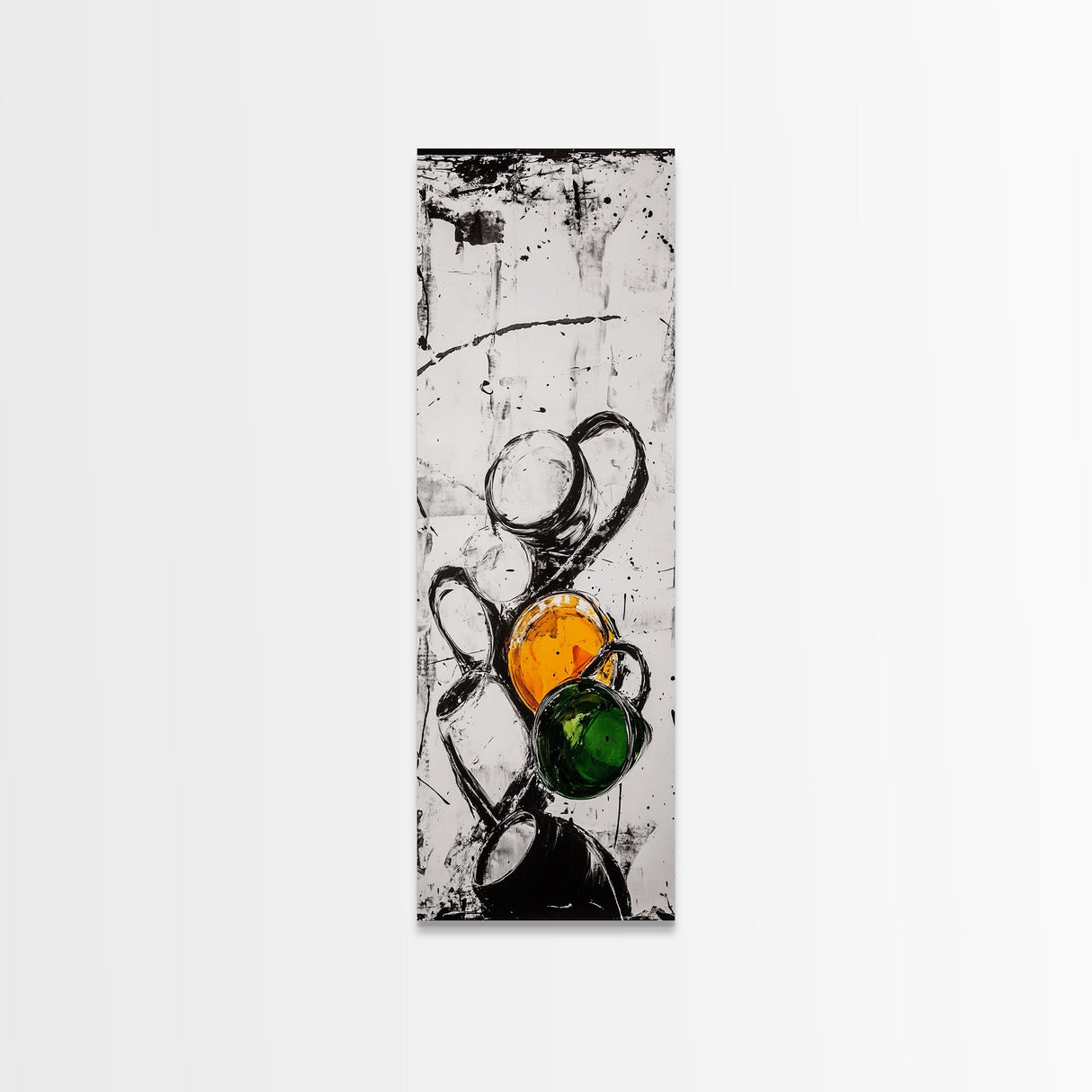 Coffee, Cups, Abstract, Canvas Print, Kitchen Wall Art, Minimalist Coffee Decor, Black and White Modern Art, Cafe Style, Chic Artwork