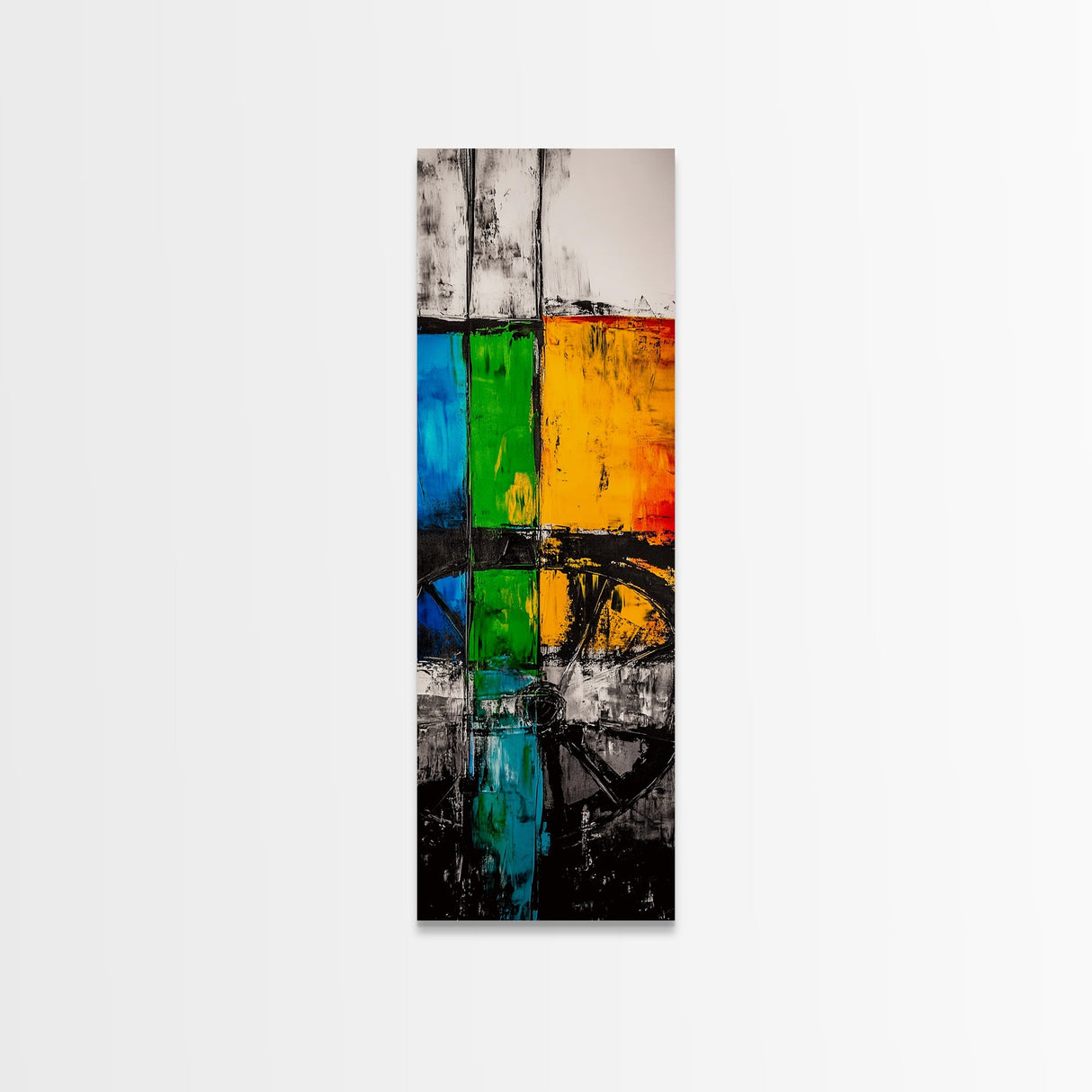 Abstract Geometry, Color Blocks, Industrial Design, Modern Minimalist, Framed Canvas Print, Contemporary Art, Living Room Wall Art