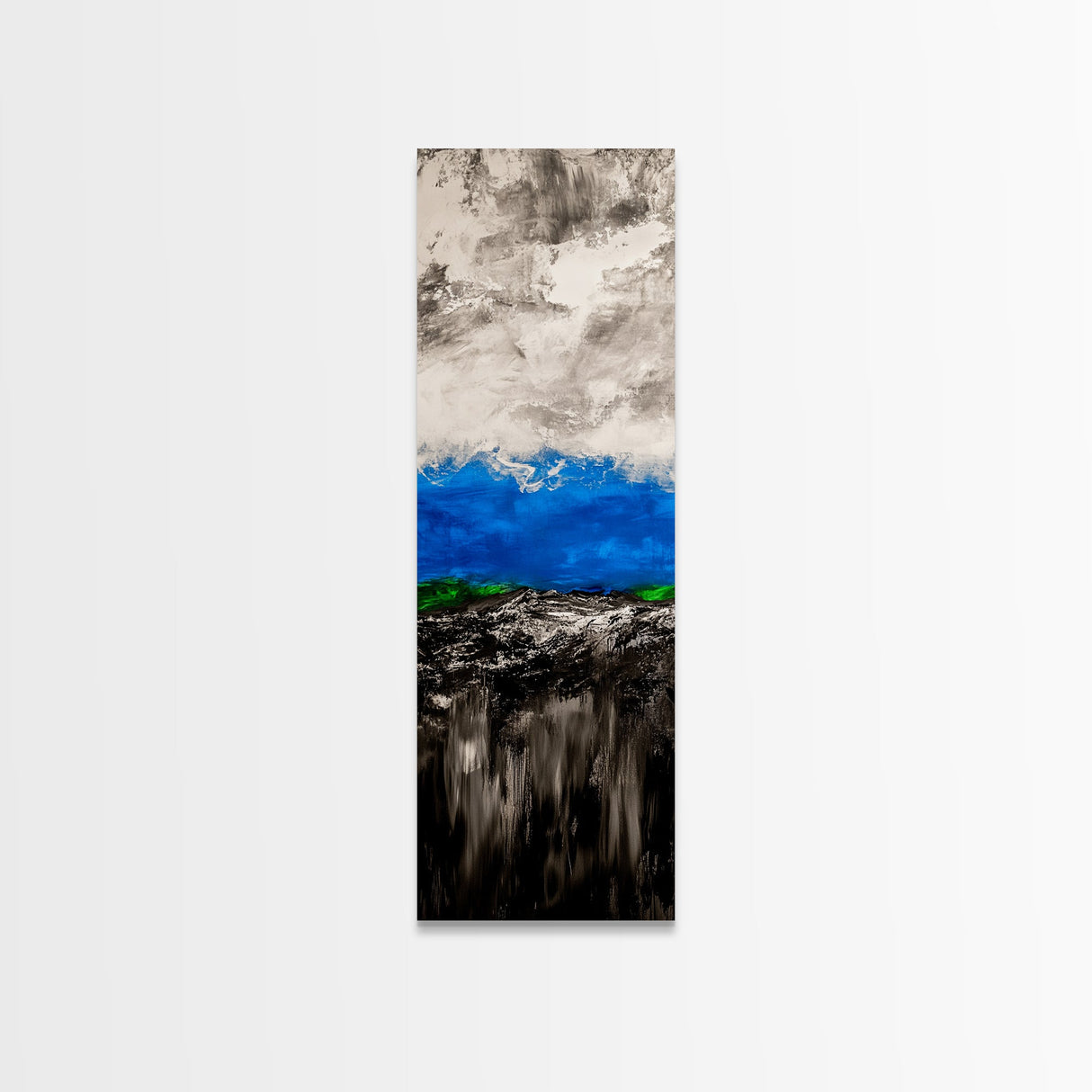 Mountain Horizon, Moody Landscape, Blue Sky Art, Framed Canvas Print, Abstract Nature, Minimalist Decor, Modern Wall Art, Office Decor