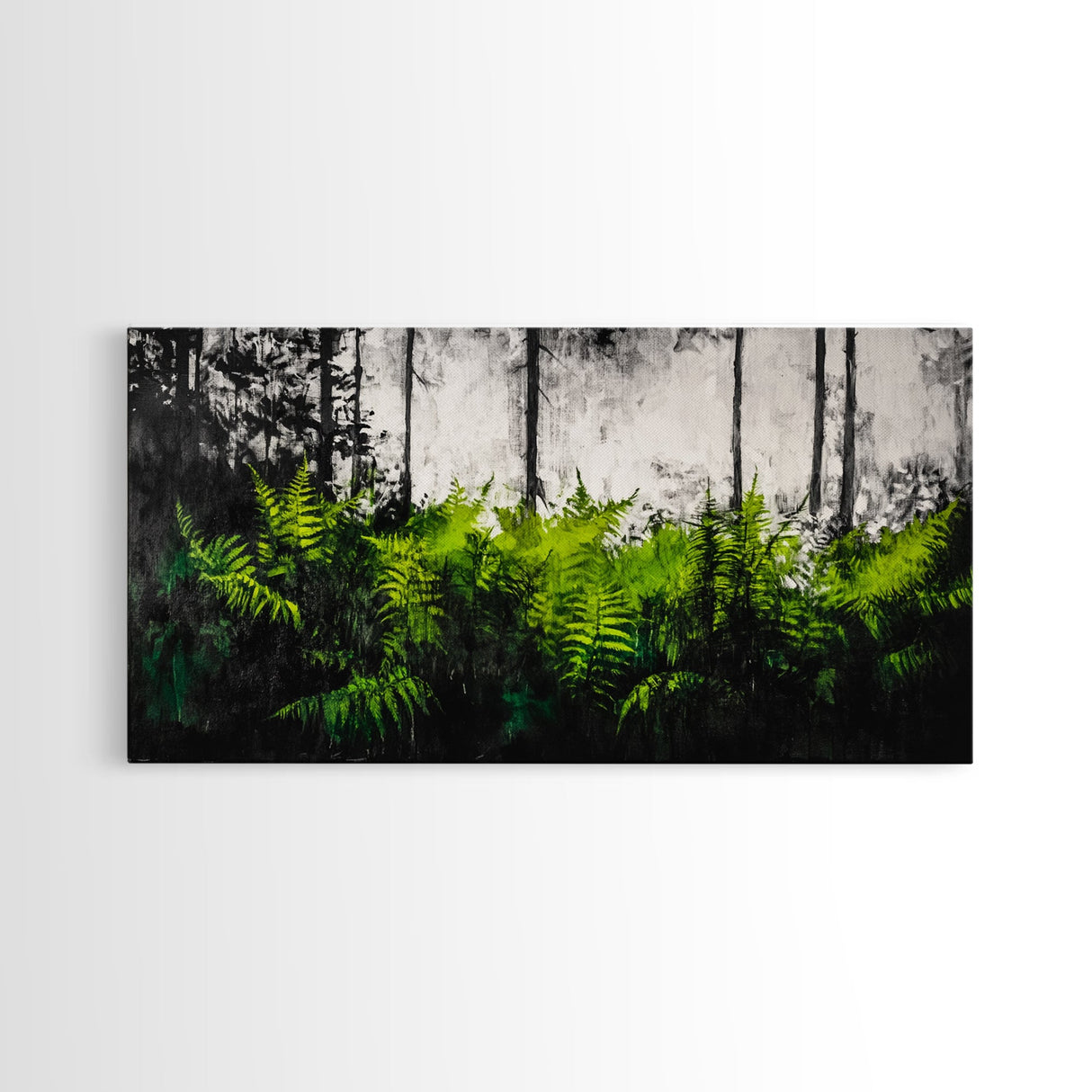 Forest Ferns, Nature Wall Art, Green Botanical, Framed Canvas Print, Modern Rustic Decor, Living Room Artwork, Biophilic Interior Design