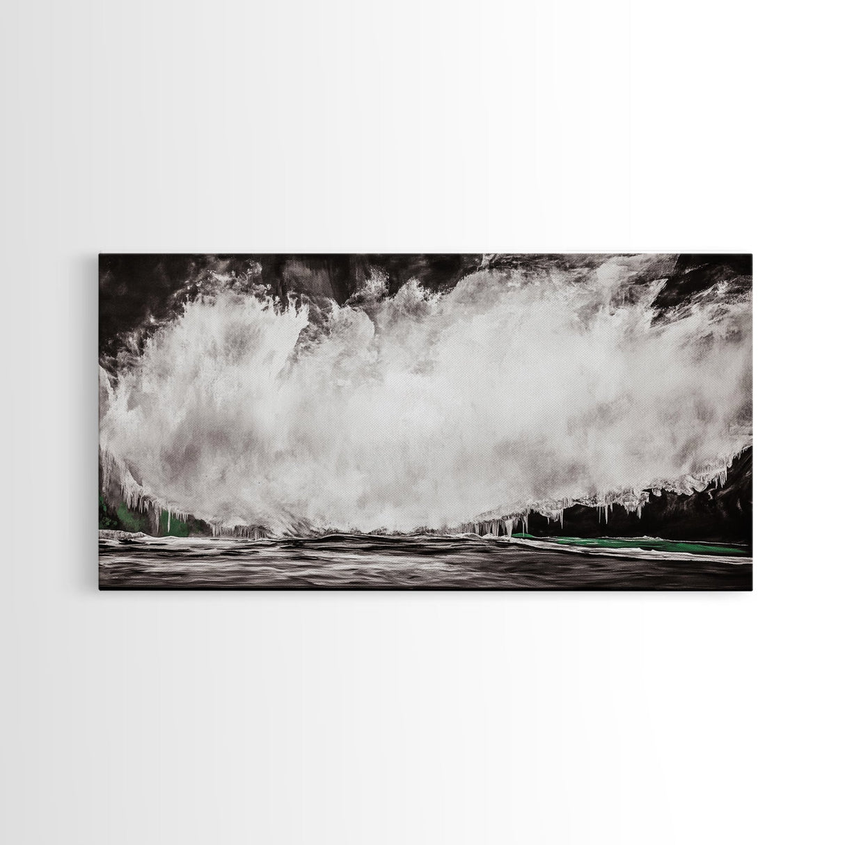 Abstract Waterfall Art, Black and White Canvas Print, Modern Wall Decor, Nature Inspired Artwork, Living Room Art, Minimalist Painting