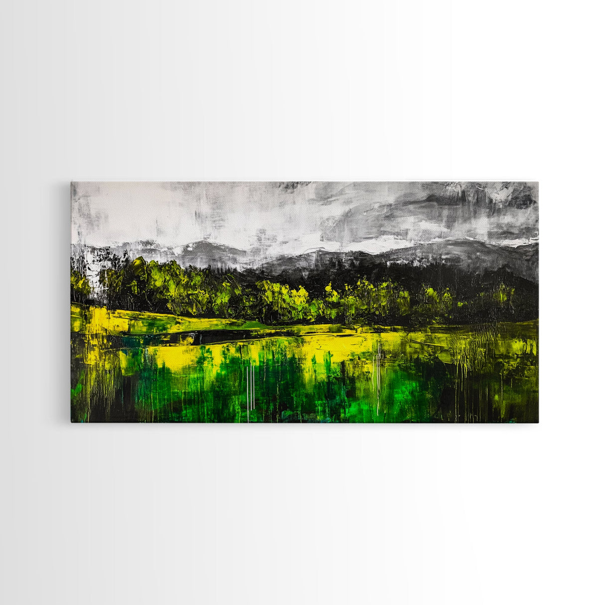 Vibrant Hills, Greenery Landscape, Abstract Painting, Canvas Print, Modern Wall Art, Eclectic Home Decor, Bold Color Palette, Unique Art