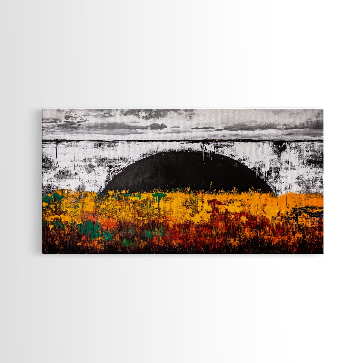 Golden Meadow, Sunset Fields, Rustic Landscape, Framed Canvas Print, Autumn Decor, Warm Colors, Cozy Home Art, Living Room Wall Art