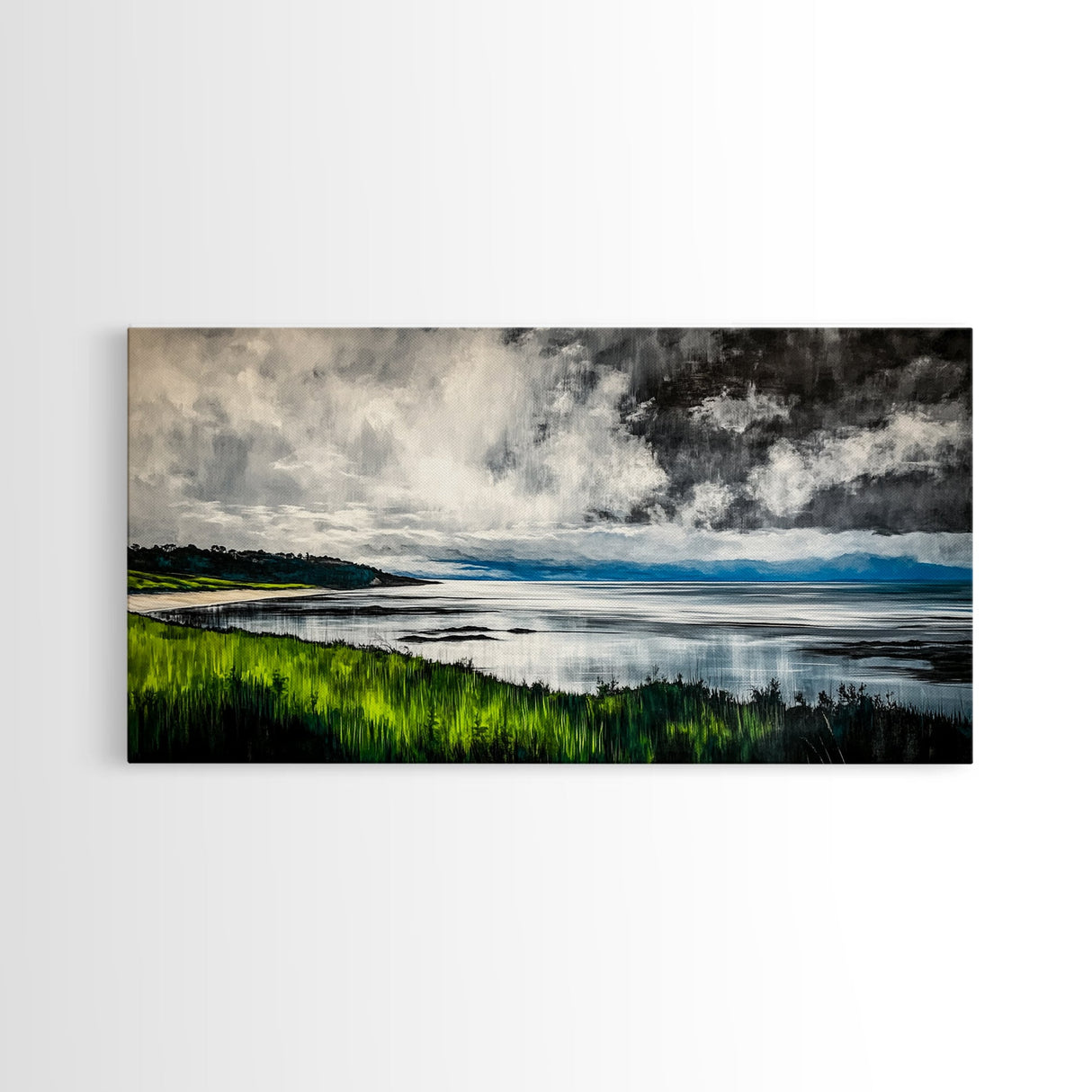 Stormy Ocean, Dramatic Sky, Coastal Print, Seascape Painting, Living Room Art, Moody Landscape, Large Framed Canvas Print, Nautical Art