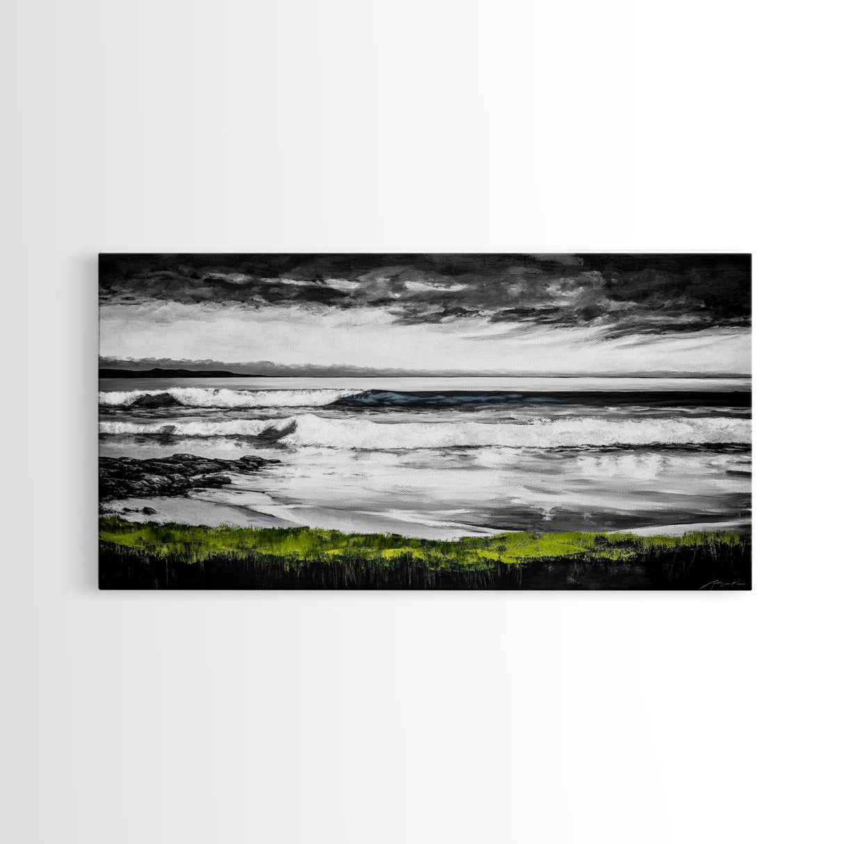 Stormy Coast, Ocean Waves, Black and White Seascape, Coastal Home Decor, Nautical Art, Living Room Wall Art, Canvas Print