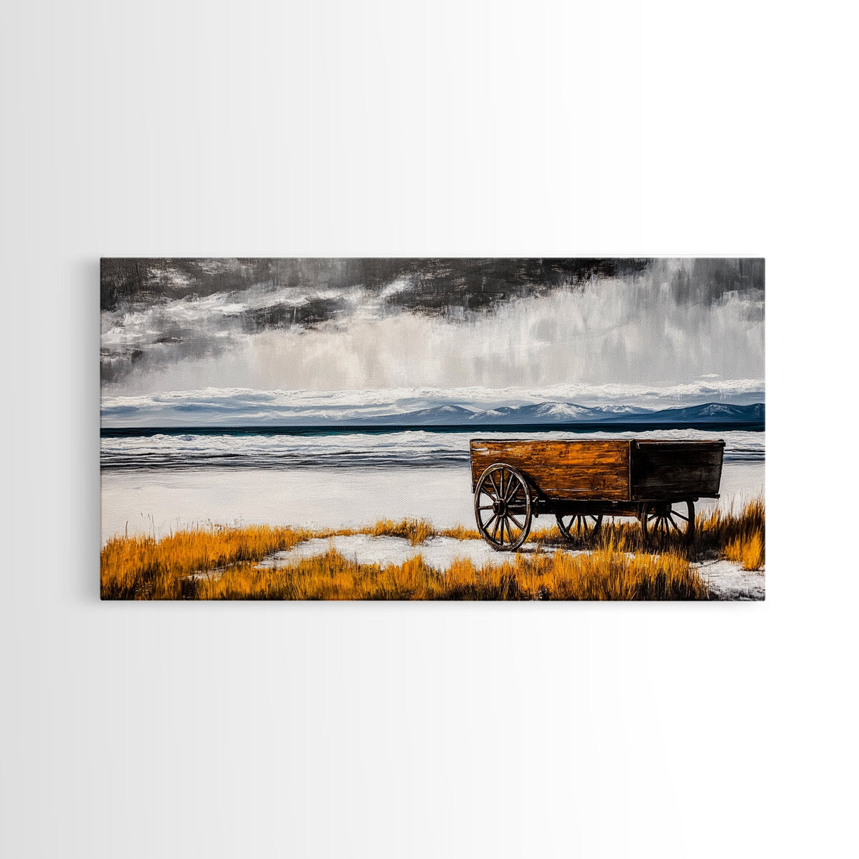Rustic Wagon, Western Decor, Autumn Wall Art, Landscape Canvas Print, Farmhouse Living Room Art, Country Style, Nature Wall Decor