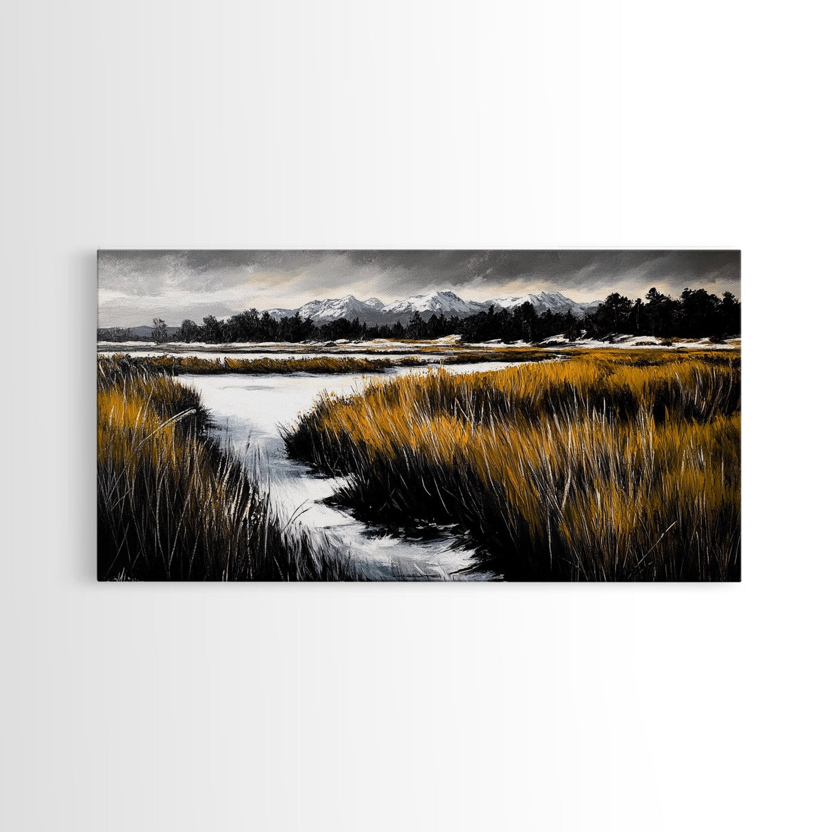 Mountain Marsh, Rustic Landscape, Fall Nature Art, Canvas Print, Cabin Wall Art, Country Home Decor, Living Room Artwork