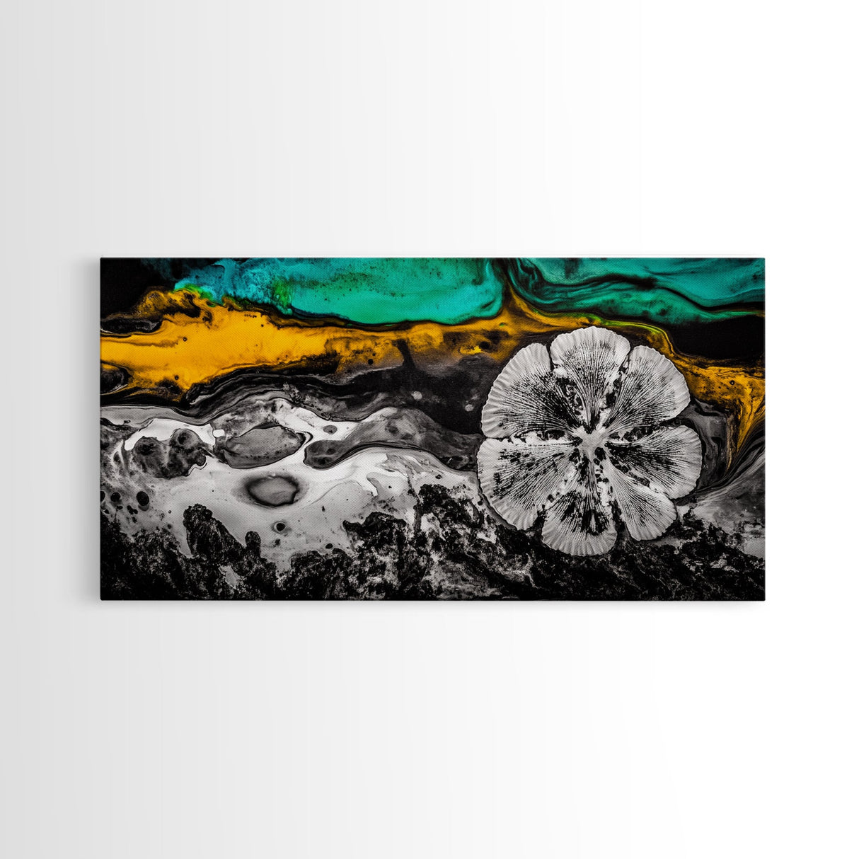 Abstract Fluid, Colorful Swirl, Black Gold Art, Canvas Print, Modern Wall Art, Living Room Art, Unique Home Decor