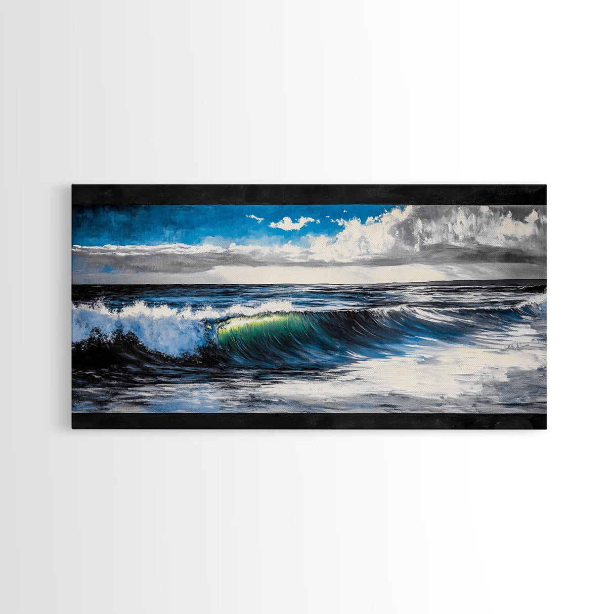 Ocean Wave, Blue Water, Wall Art, Framed Canvas Print, Coastal Decor, Large Beach Print, Nautical Art, Living Room Wall Art