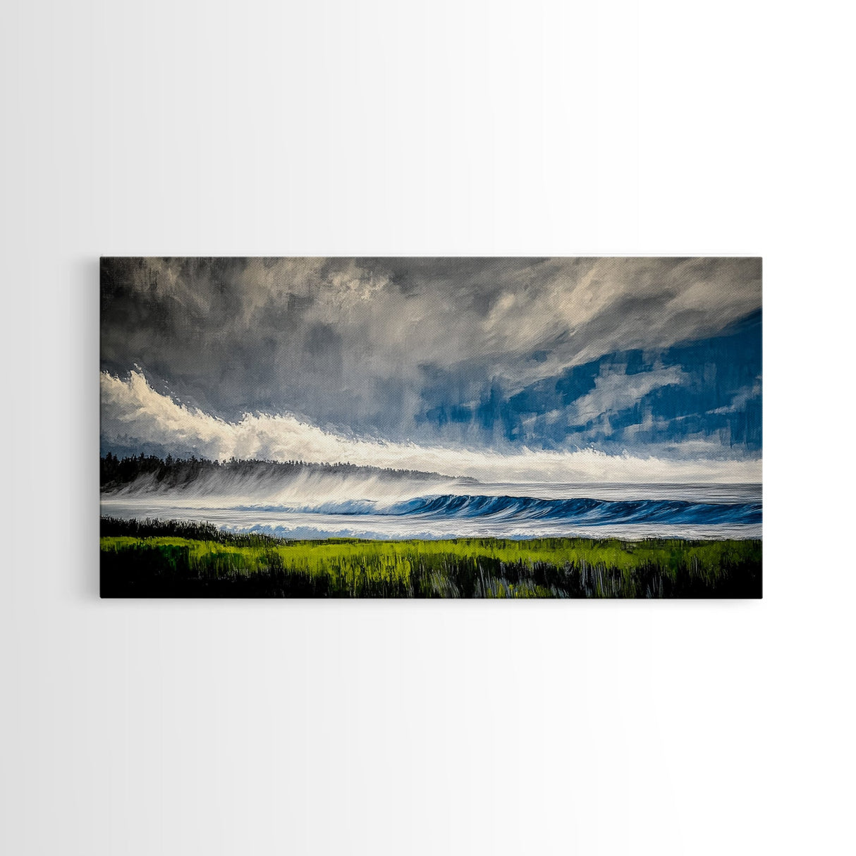 Deep Blue Ocean, Crashing Waves, Coastal Beauty, Canvas Print, Modern Beach Art, Nautical Home Decor, Living Room Wall Art, Bold Colors