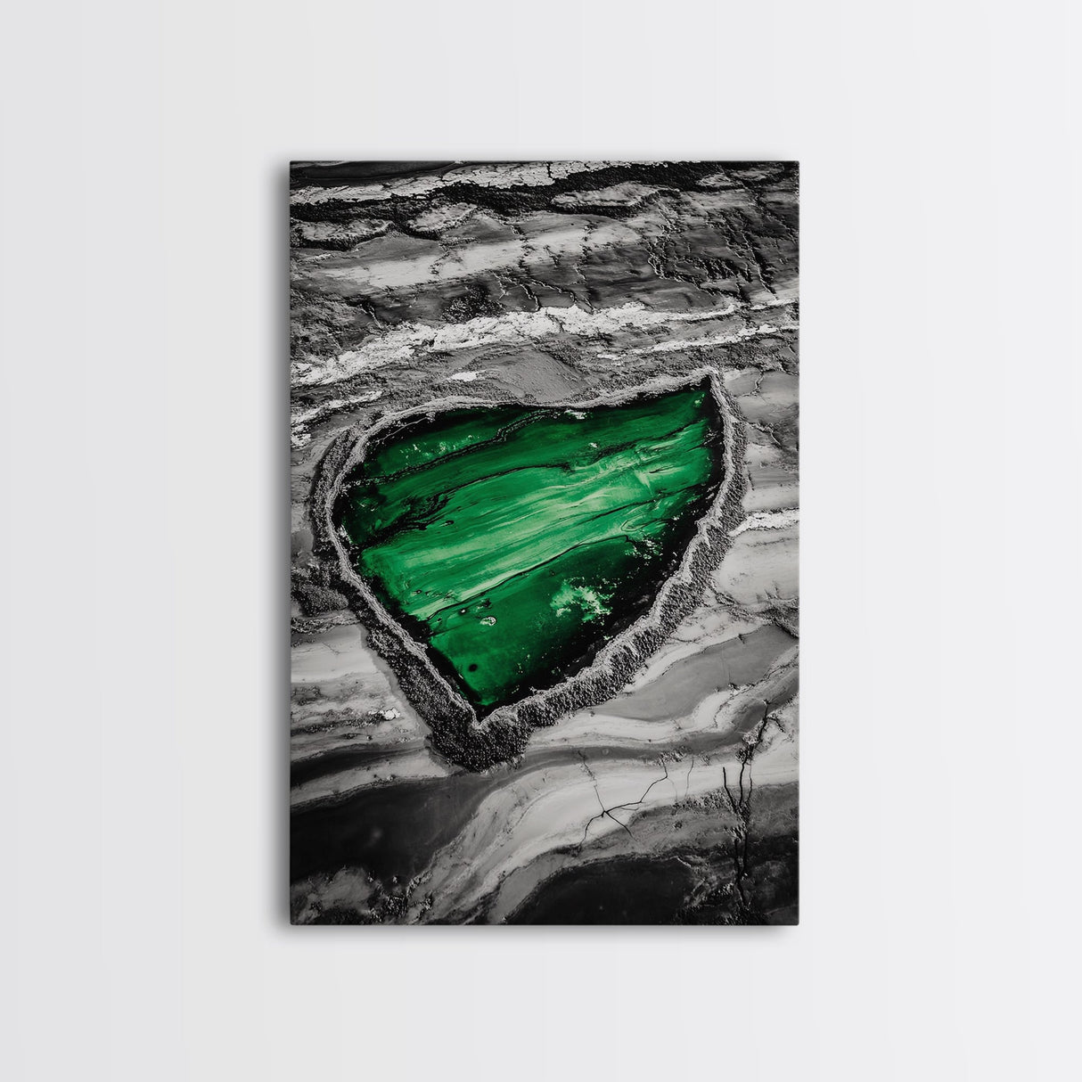 Emerald Pool, Abstract Geode, Nature Art, Textured Painting, Framed Canvas Print, Modern Earth Tones, Office Wall Art, Luxe Home Decor