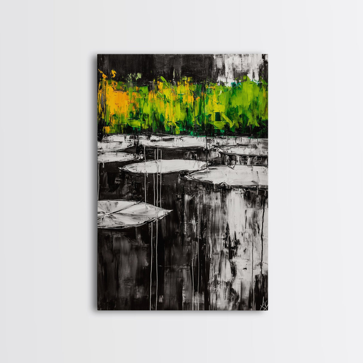 Water Lilies, Abstract Pond Art, Zen Nature Decor, Peaceful Landscape, Serene Greenery, Modern Home Style, Canvas Print, Living Room