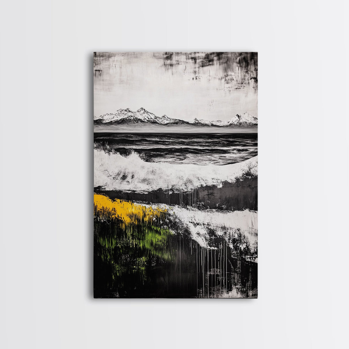 Mountain Sunset, Bold Colors, Abstract Landscape, Framed Canvas Print, Fall Wall Art, Rustic Home Decor, Large Wall Painting