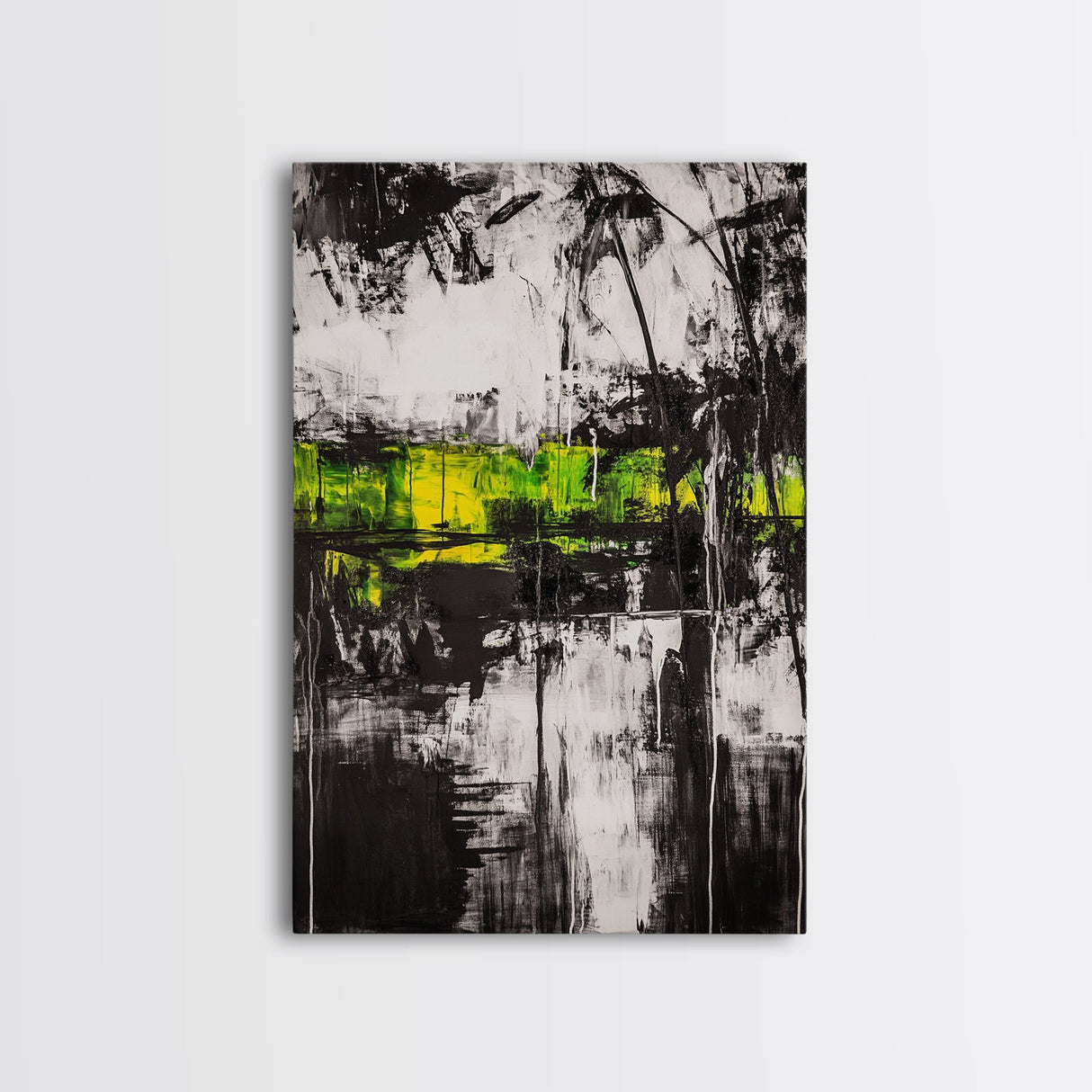 Abstract Forest, Black and White Art, Moody Nature Painting, Contemporary Wall Decor, Modern Office Art, Canvas Print