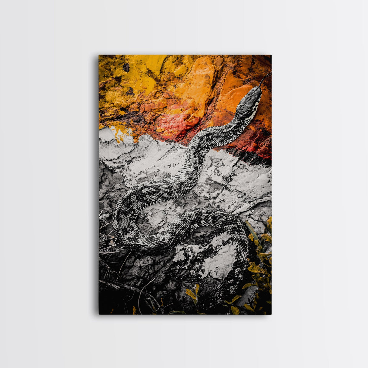 Snake Wall Art, Nature Canvas Print, Wildlife Decor, Rustic Home Art, Black and White Photography, Man Cave Wall Art, Fall Decor