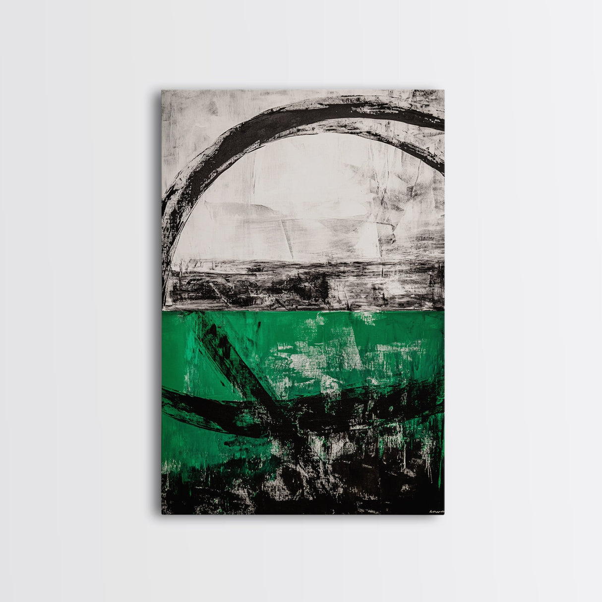 Abstract Horizon, Green and Black Art, Minimalist Canvas Print, Modern Office Decor, Bold Artwork, Statement Piece, Contemporary Home
