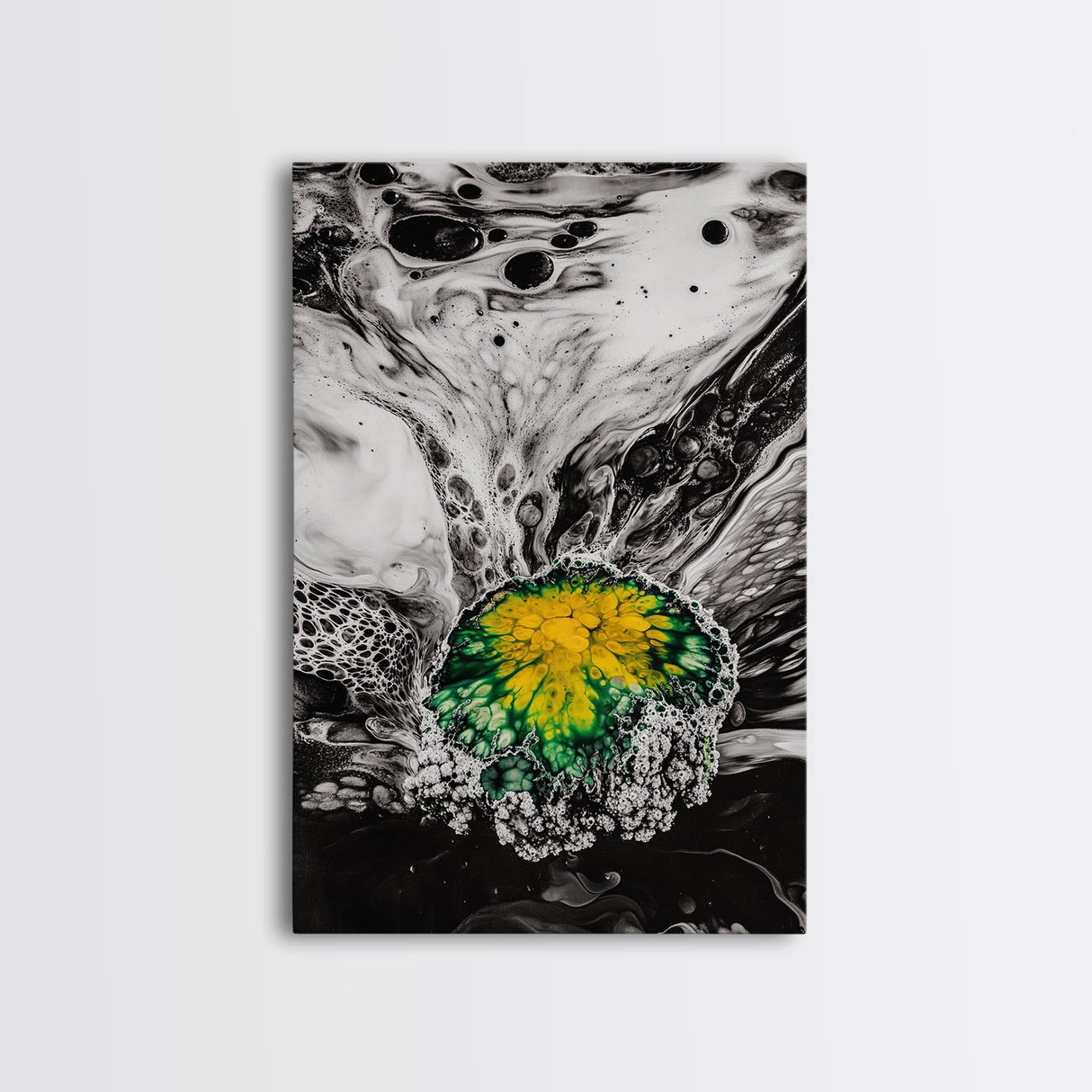 Abstract Fluid Art, Black and White Print, Modern Home Decor, Unique Swirl Art, Office Wall Art, Monochrome Aesthetic, Framed Canvas Print