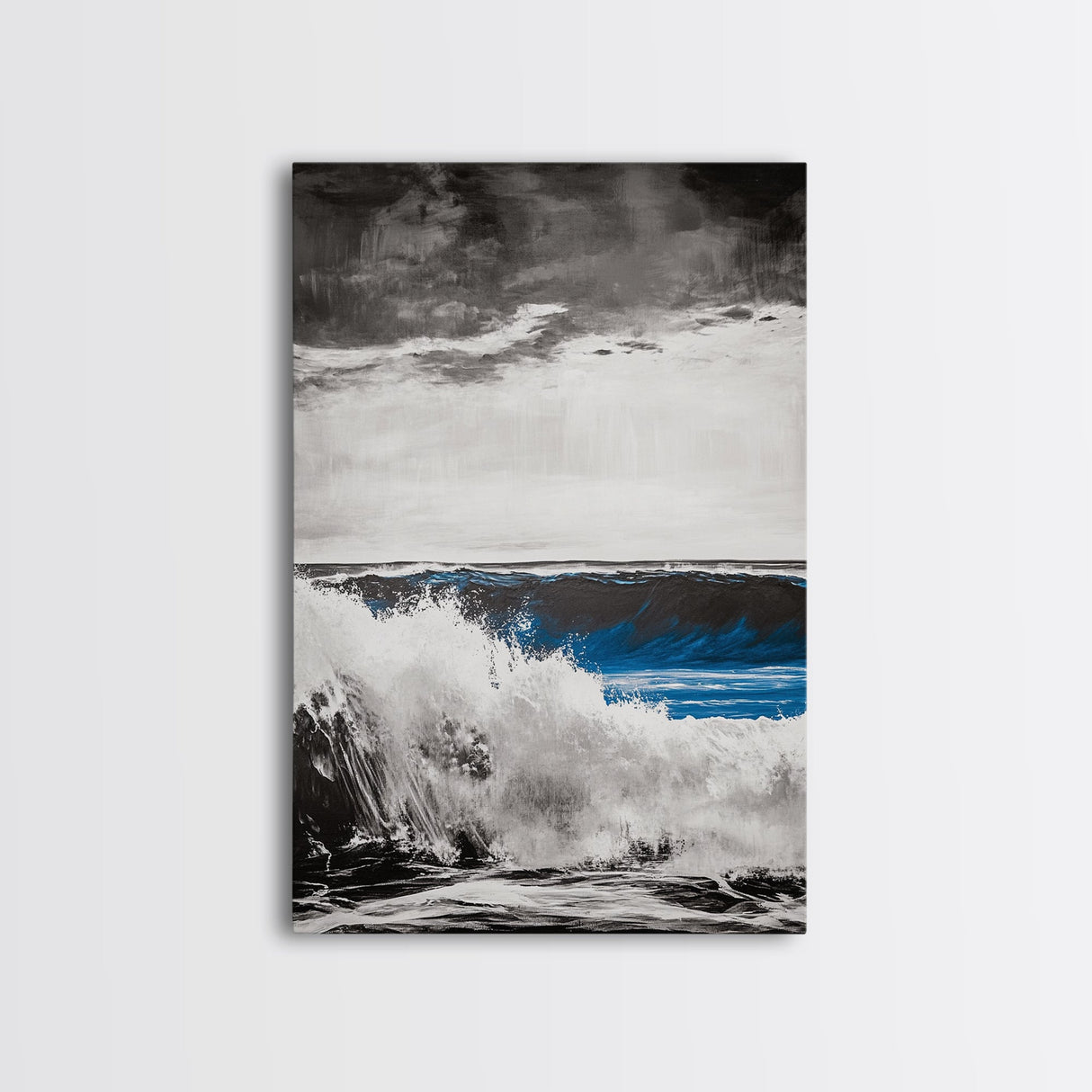 Ocean Wave Art, Monochrome Seascape Print, Coastal Wall Decor, Ocean Scene, Nautical Art, Beach House Print, Framed Canvas Print
