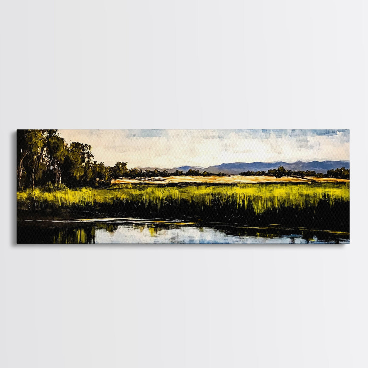 Serene River, Nature Landscape, Framed Canvas Print, Rustic Wall Art, Countryside Decor, Living Room Wall Art, Modern Farmhouse Style